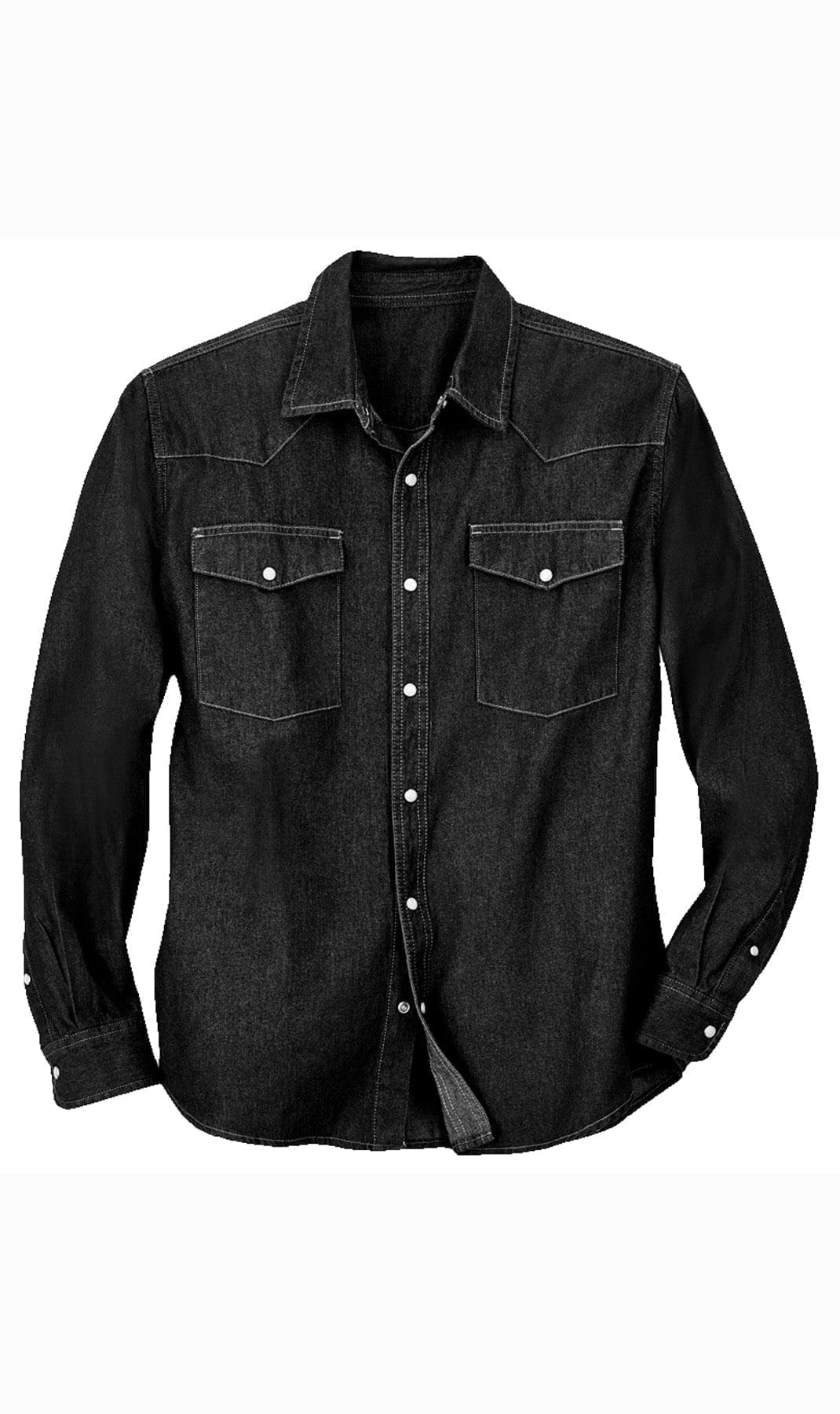 Men’s Western Snap Front Denim Twill Shirt with Chest Pockets Style