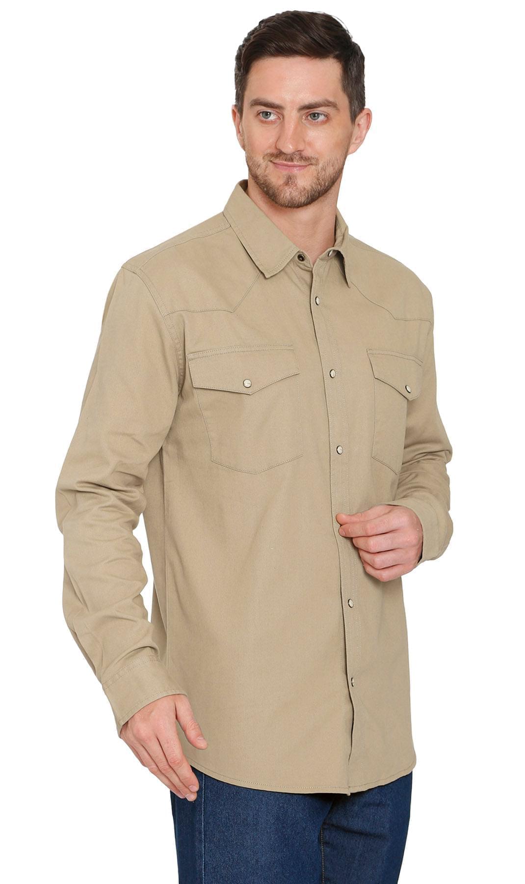 Men’s Western Snap Front Denim Twill Shirt with Chest Pockets Style