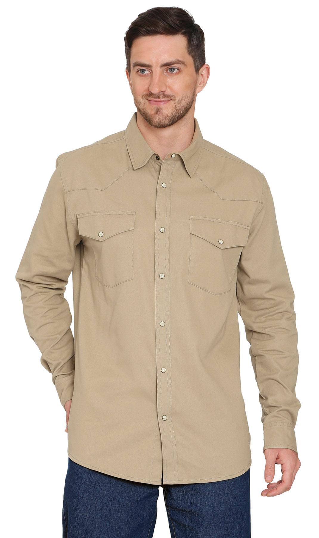 Men’s Western Snap Front Denim Twill Shirt with Chest Pockets Style