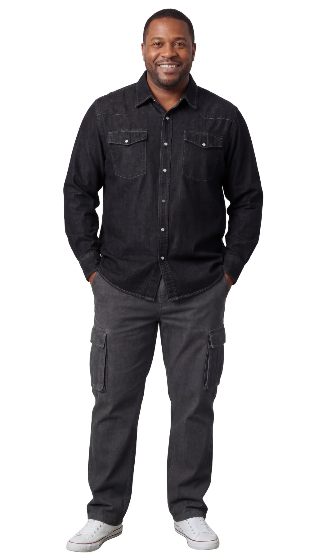 Men’s Western Snap Front Denim Twill Shirt with Chest Pockets Style