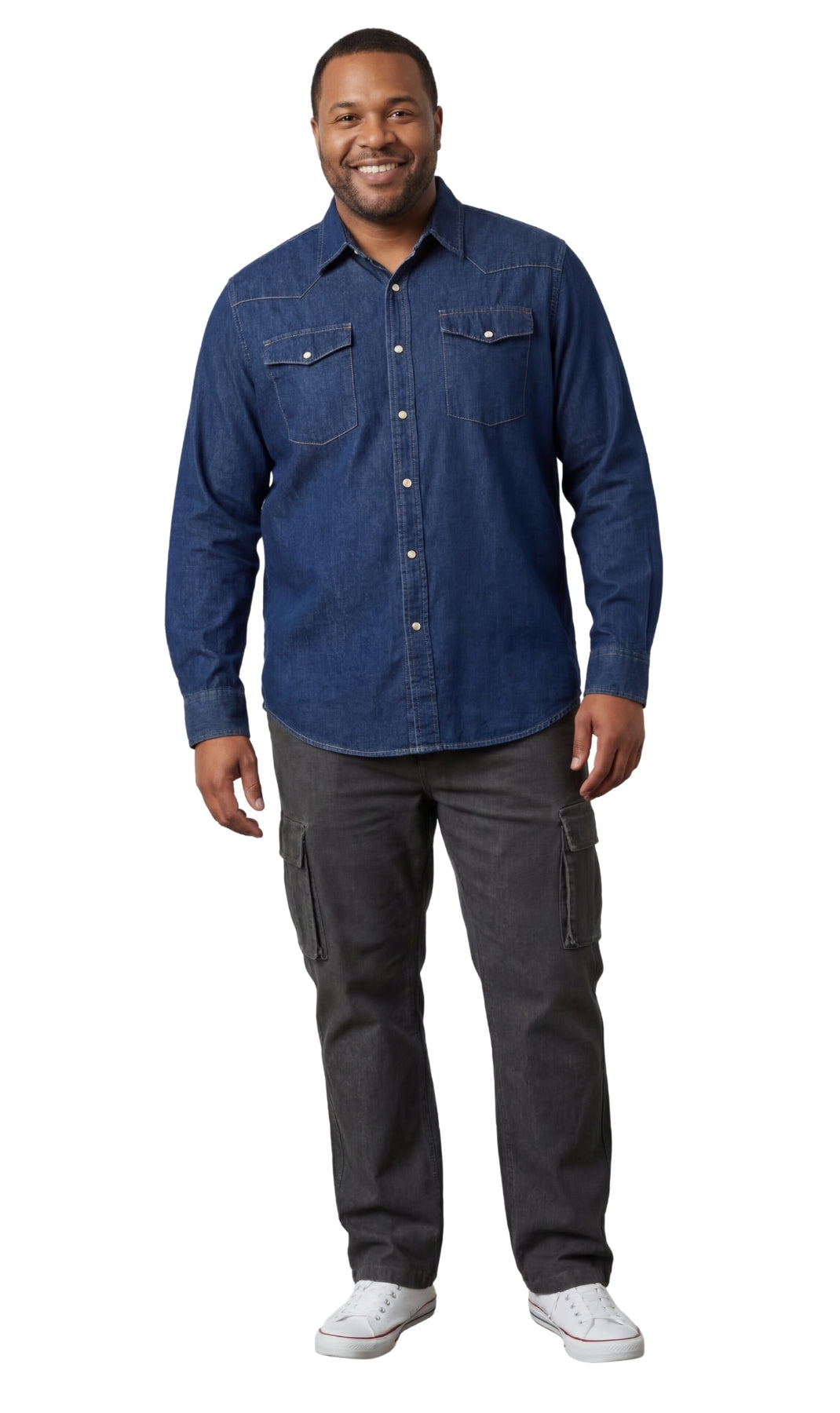 Men’s Western Snap Front Denim Twill Shirt with Chest Pockets Style