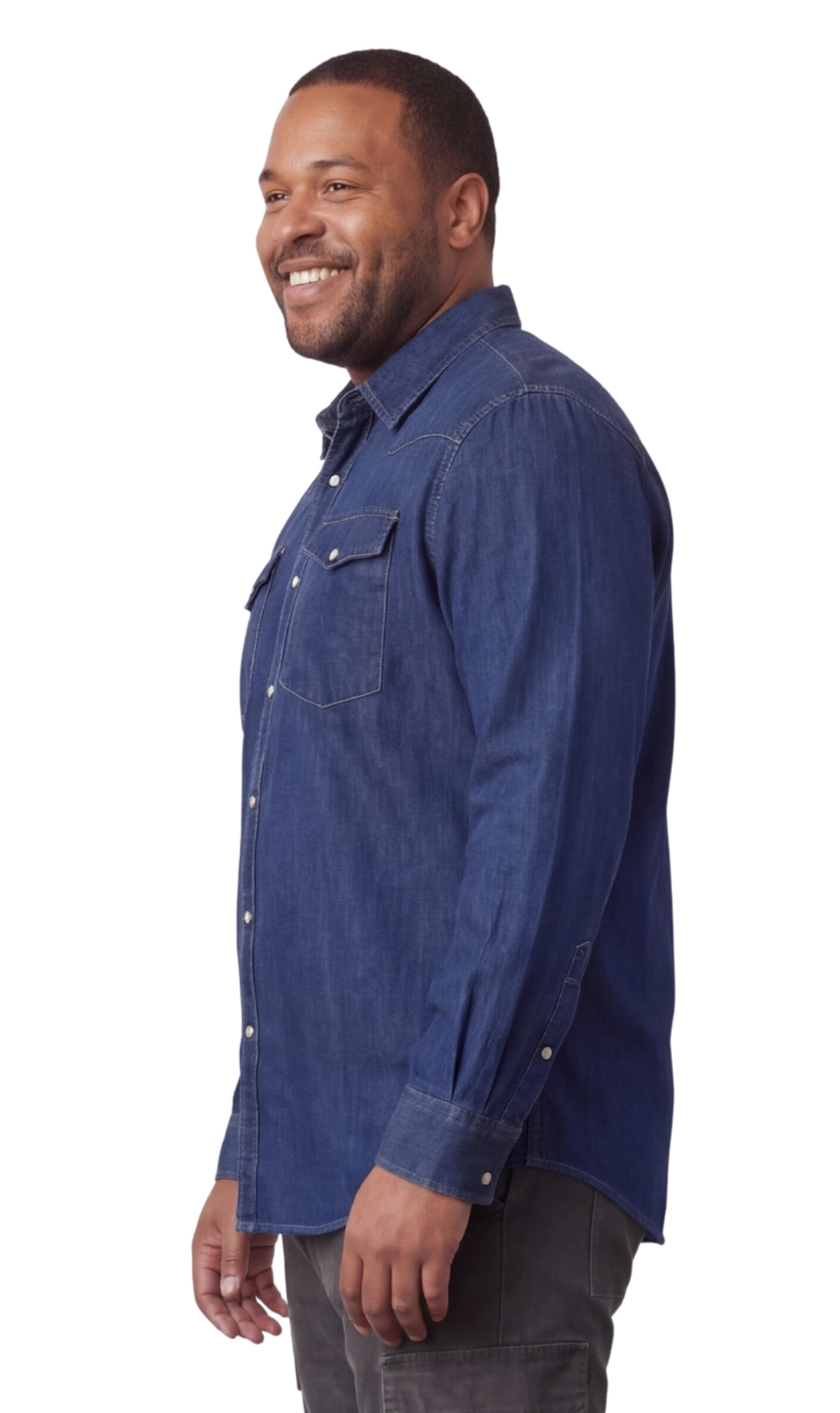 Men’s Western Snap Front Denim Twill Shirt with Chest Pockets Style