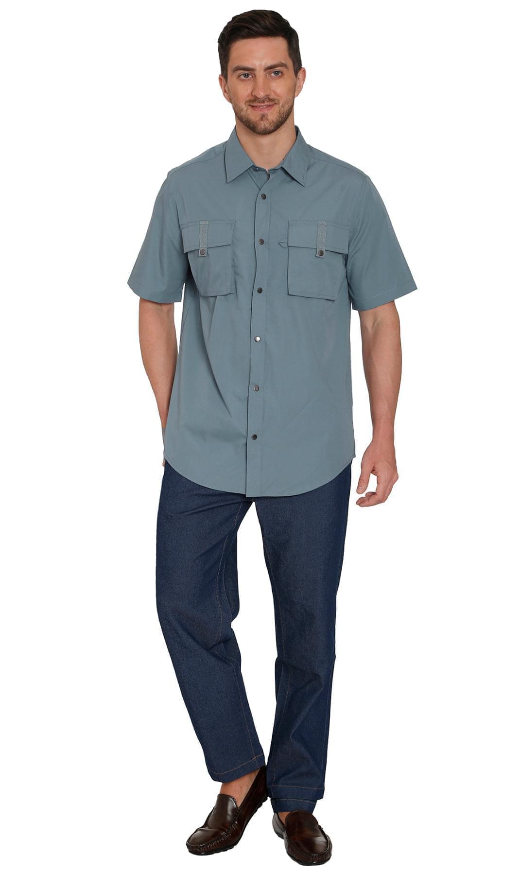 Men’s Easy Snap Explorer Shirt with Multi-Pockets and Cool Mesh Back