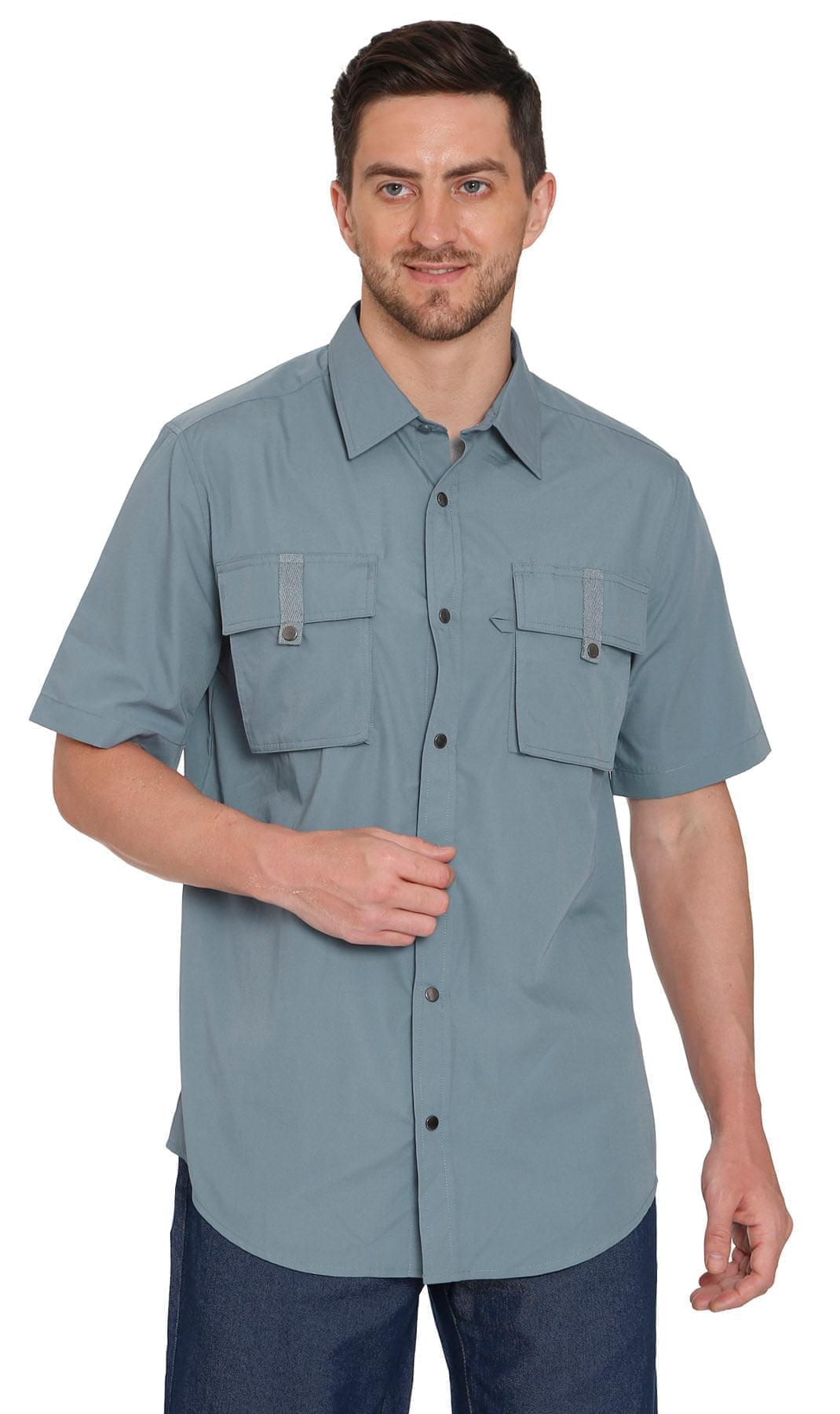 Men’s Easy Snap Explorer Shirt with Multi-Pockets and Cool Mesh Back