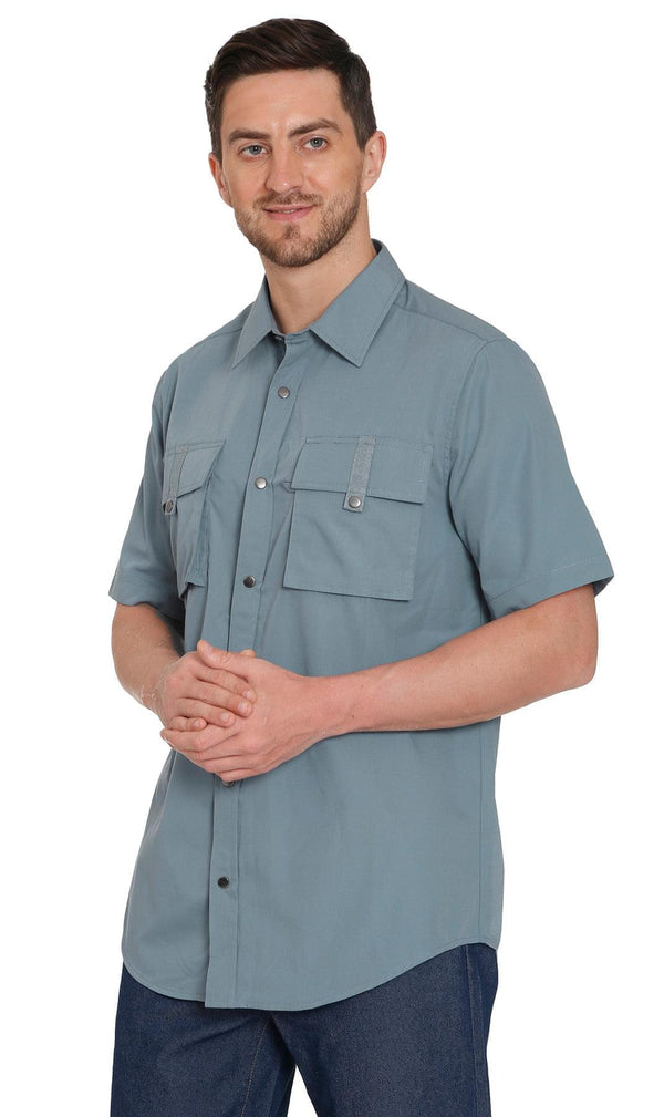 Men’s Easy Snap Explorer Shirt with Multi-Pockets and Cool Mesh Back
