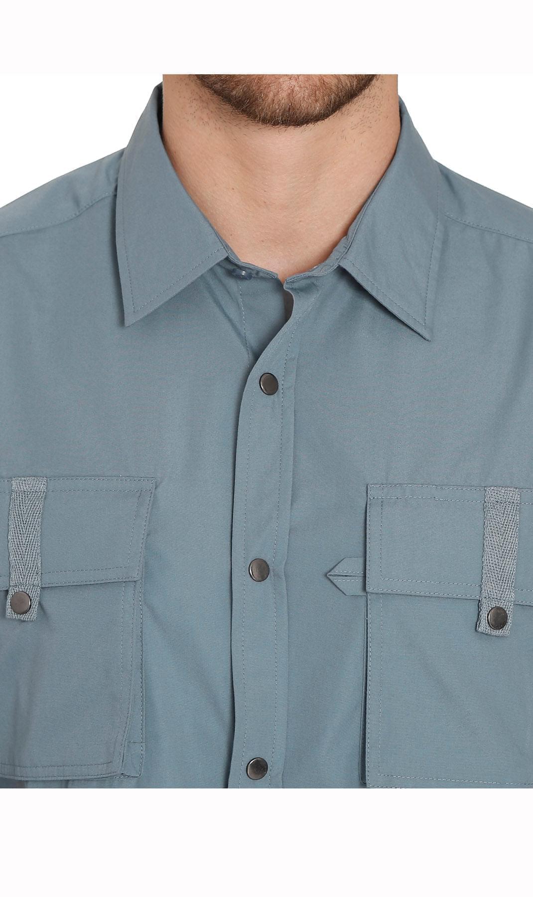 Men’s Easy Snap Explorer Shirt with Multi-Pockets and Cool Mesh Back