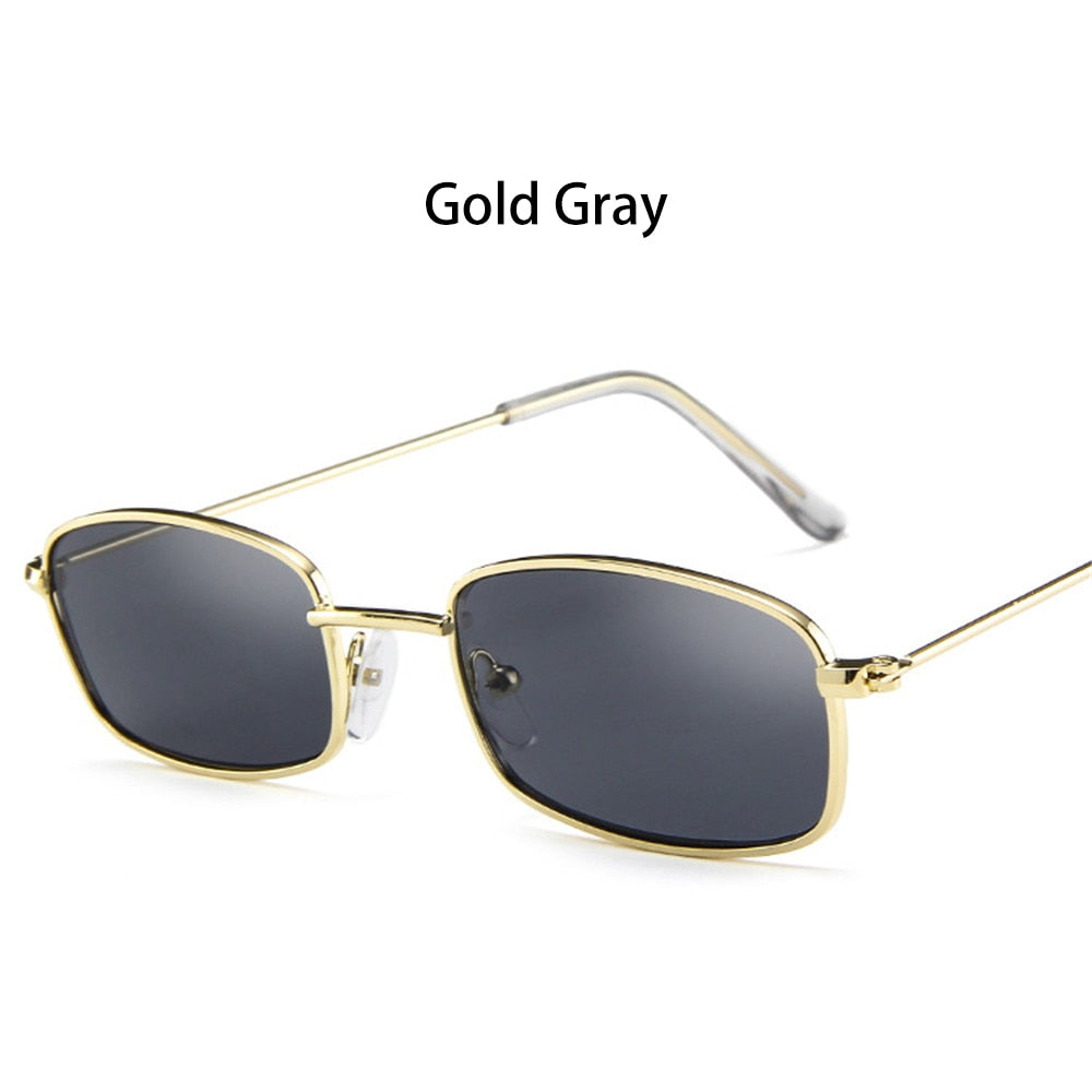 Retro Rectangle UV400 Sunglasses Candy Color Metal Frame Summer Driving Eyewear