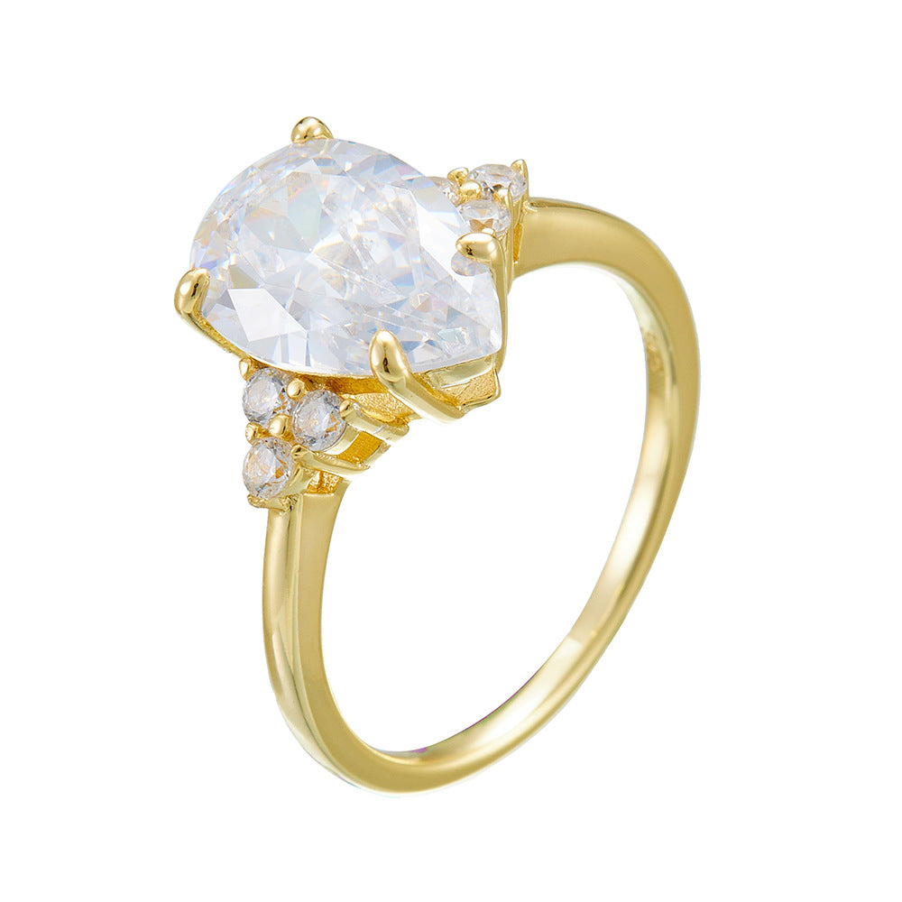 S925 Silver Pear Shape Moissanite Engagement Ring Women Fine Jewelry Gift