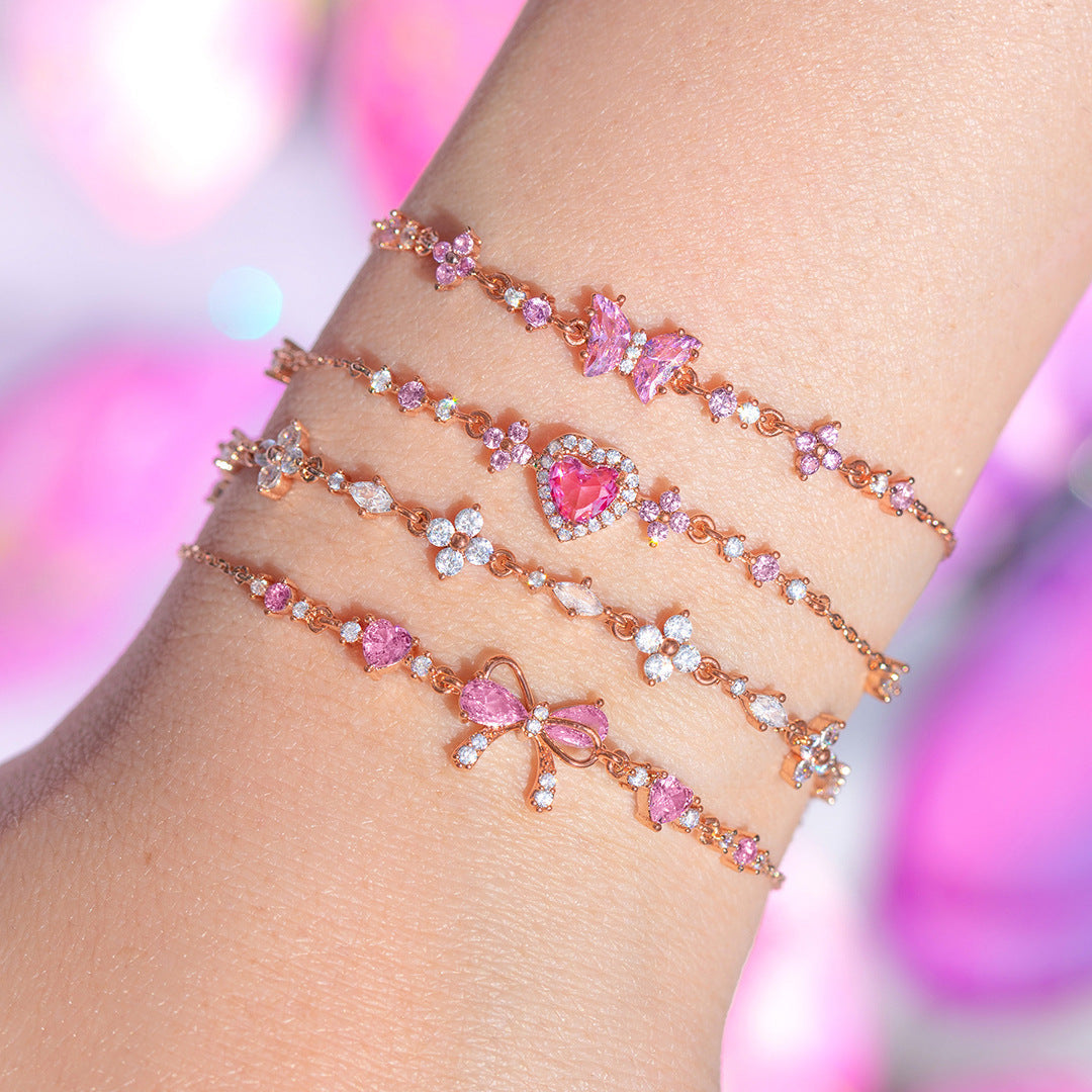 Cute Butterfly Zircon Bracelet Sweet Ins Style Women Jewelry Gift Accessory