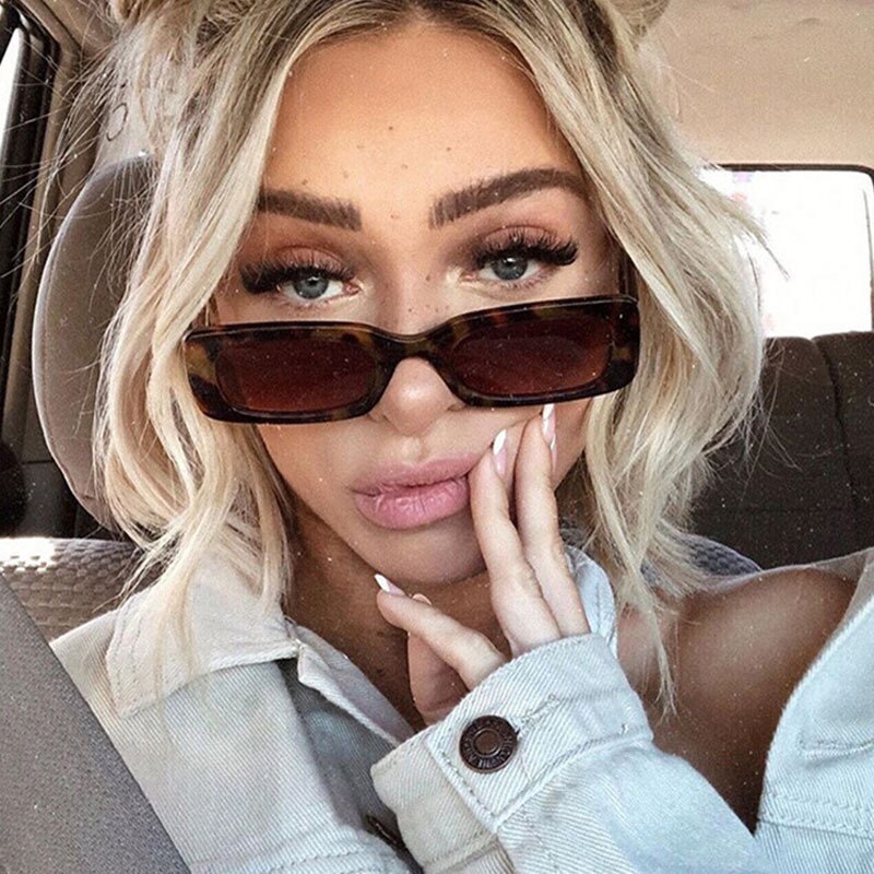 Women’s Trendy Small Frame Square Sunglasses Olive Green Street Style Eyewear