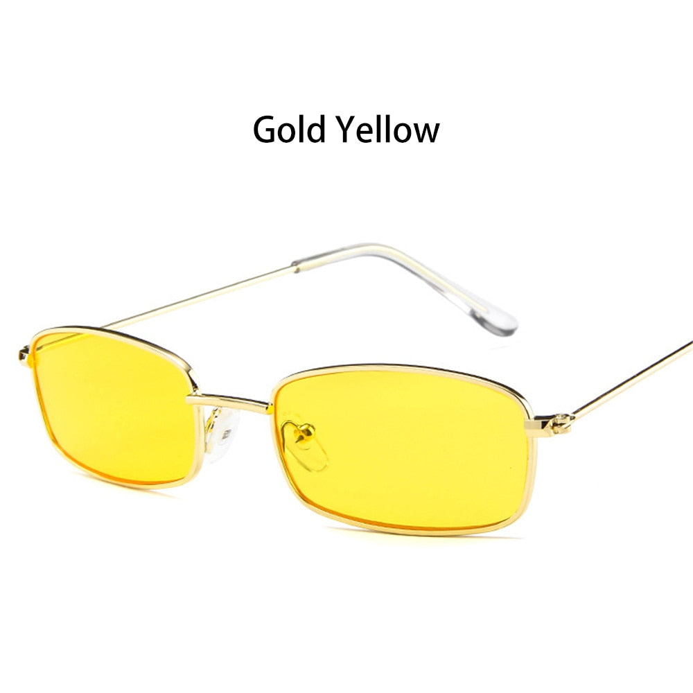 Retro Rectangle UV400 Sunglasses Candy Color Metal Frame Summer Driving Eyewear