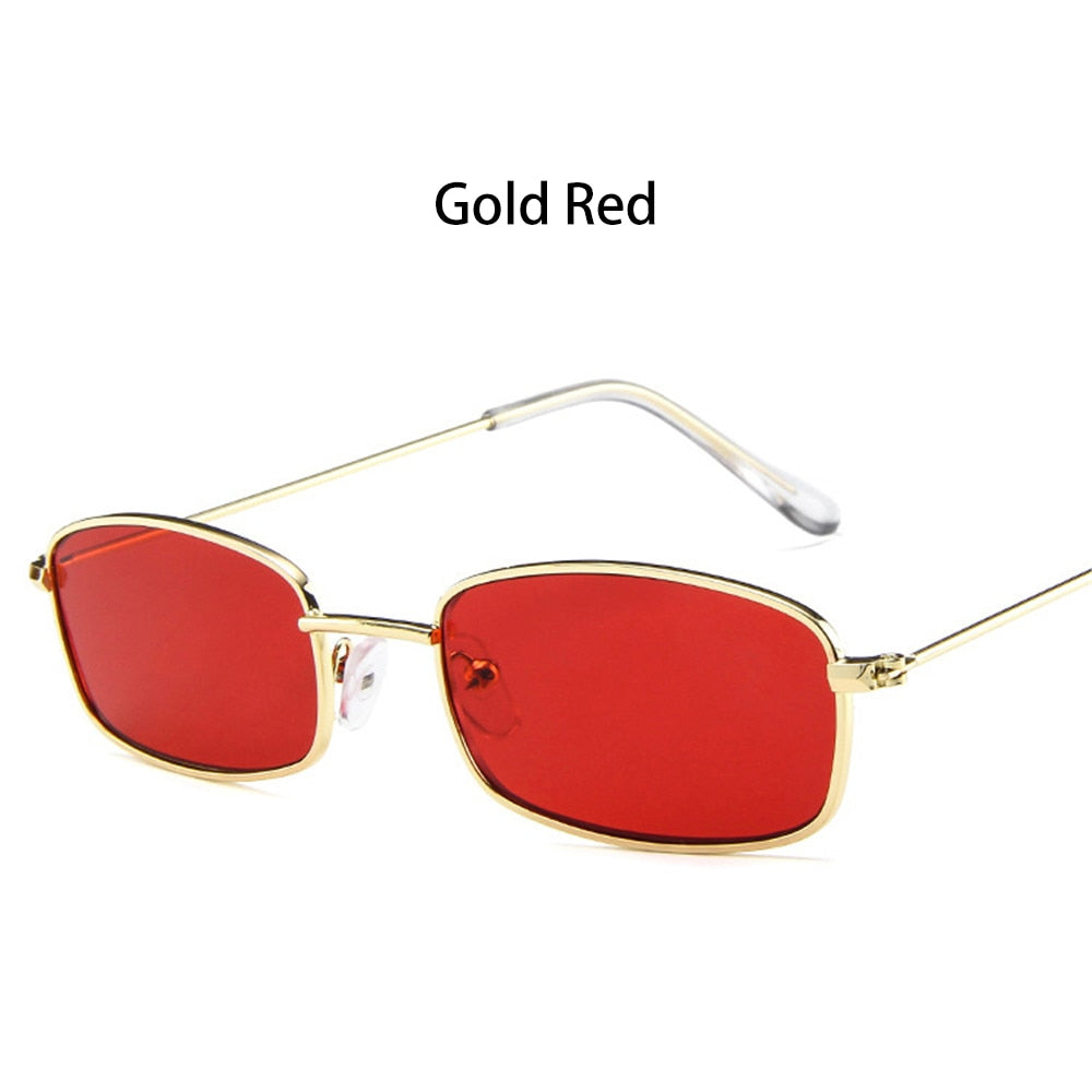 Retro Rectangle UV400 Sunglasses Candy Color Metal Frame Summer Driving Eyewear