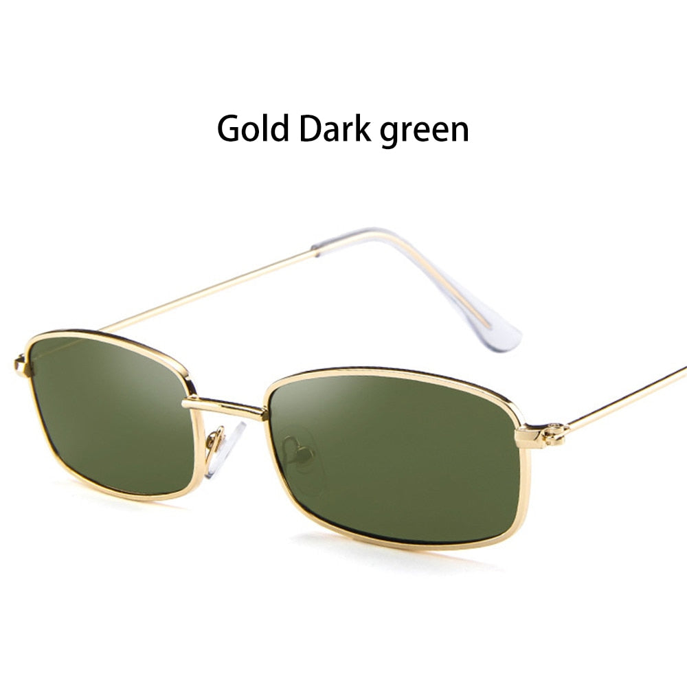 Retro Rectangle UV400 Sunglasses Candy Color Metal Frame Summer Driving Eyewear