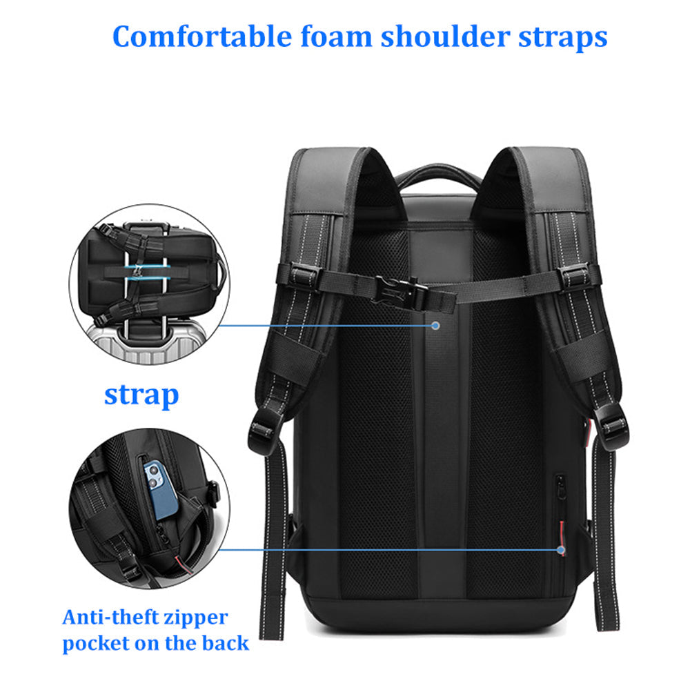 Expandable Waterproof Business Laptop Backpack with Vacuum Compression Travel Storage