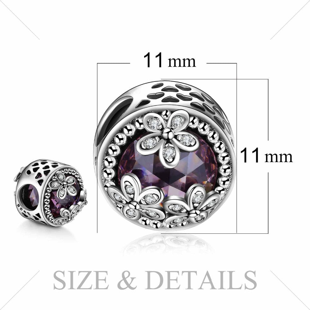 Authentic 925 Sterling Silver Zirconia Charm Beads for Bracelets Jewelry Making