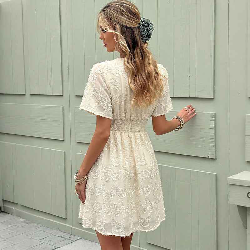 Noir Solid Color Jacquard Dress