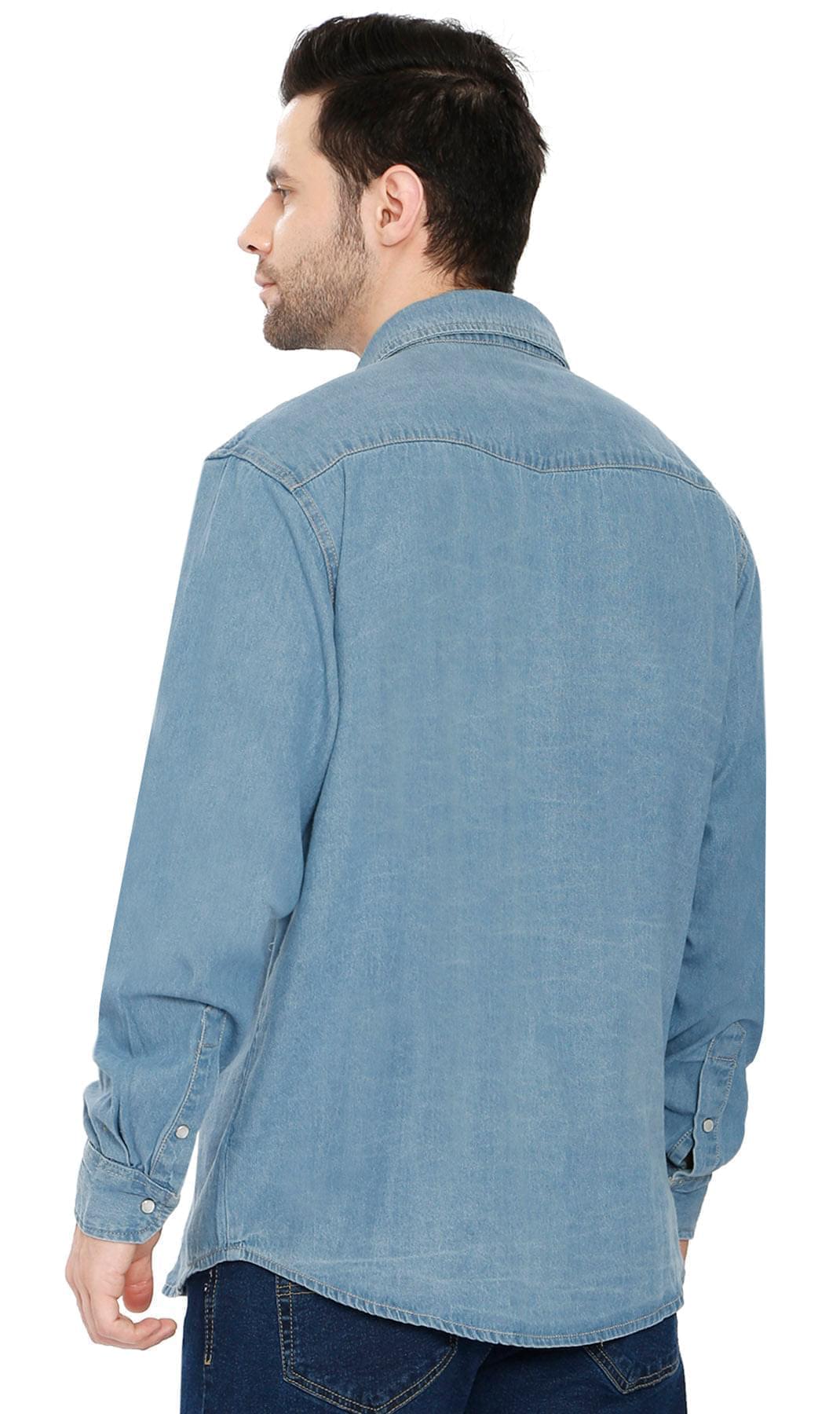 Men’s Western Snap Front Denim Twill Shirt with Chest Pockets Style