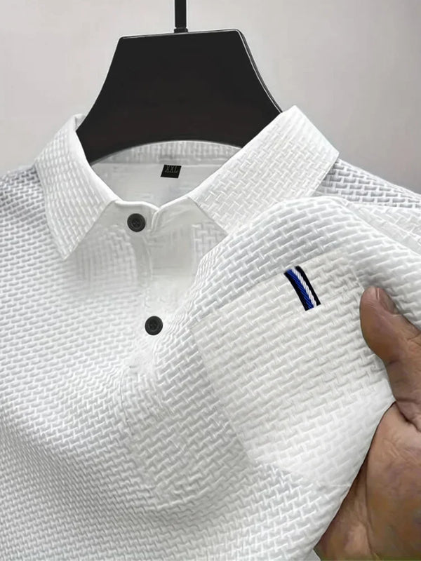 Cool Breeze Men’s Summer Ice Silk Lapel Pocket Polo Shirt