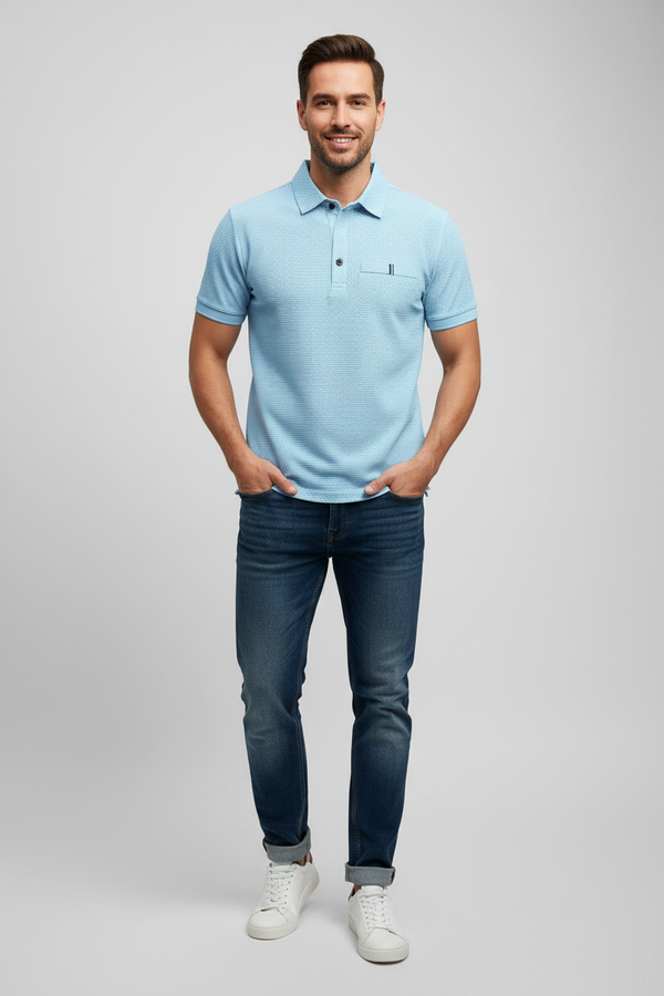 Cool Breeze Men’s Summer Ice Silk Lapel Pocket Polo Shirt