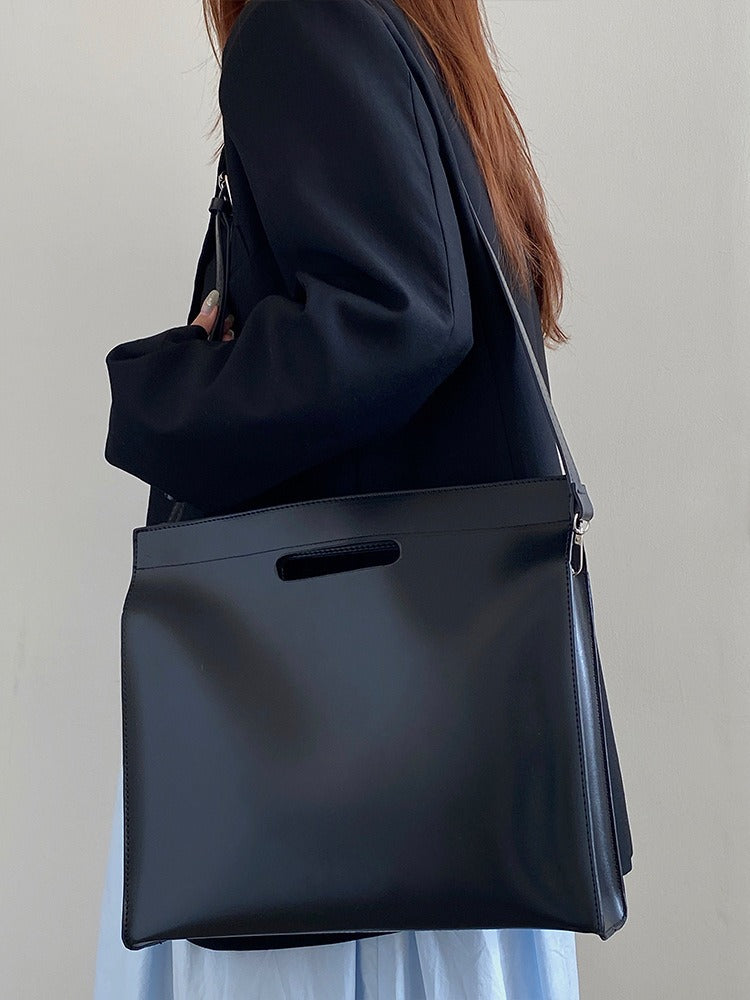 Women’s Large Document Tote Computer Shoulder Crossbody Handbag Simple Official Style