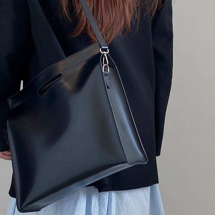 Women’s Large Document Tote Computer Shoulder Crossbody Handbag Simple Official Style