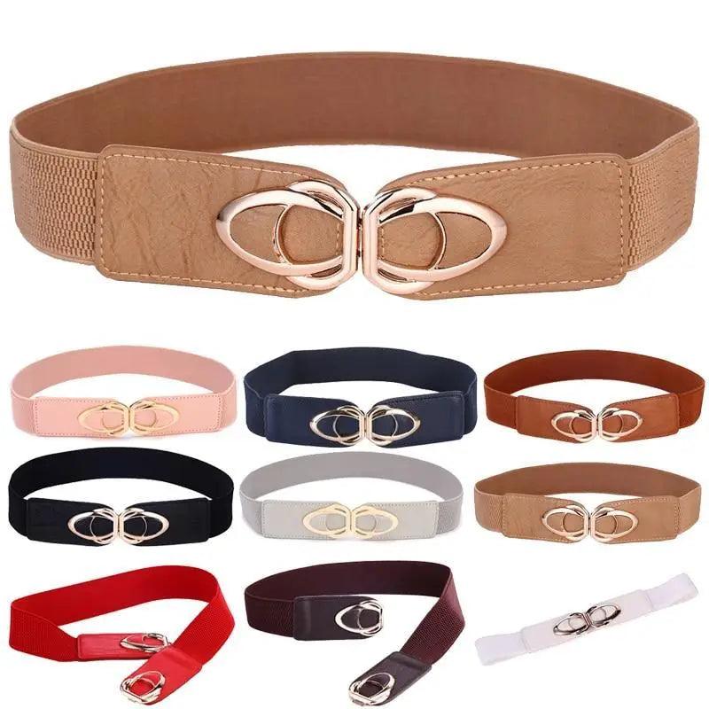 Luxury Elastic PU Leather Wide Belt Stretchy Plus Size Women Waistband