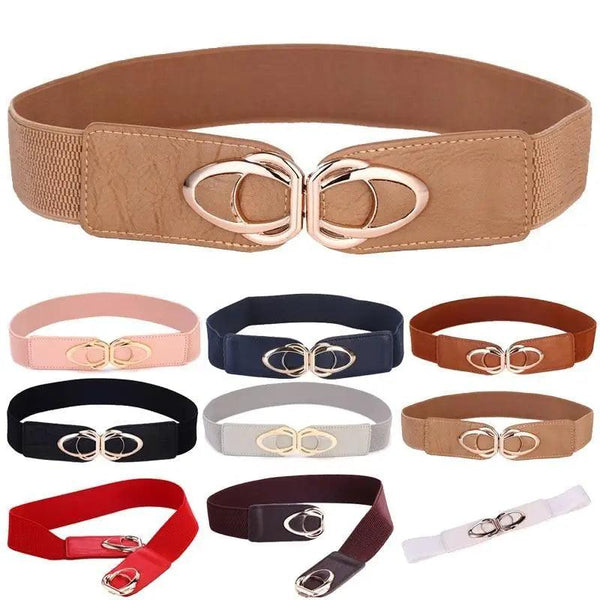 Luxury Elastic PU Leather Wide Belt Stretchy Plus Size Women Waistband