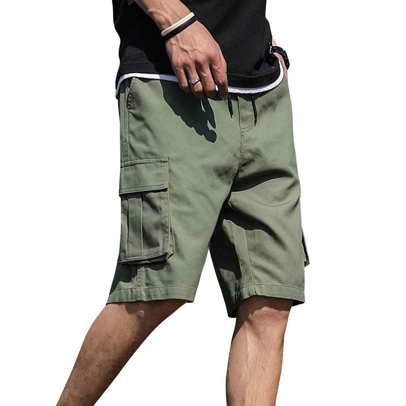 Men Shorts Casual Loose Sports Pants Overalls Men New Summer Fashion Beach Pants High Quality Shorts Men Summer Men's Outdoor Cargo Shorts Pocket Cotton Casual Half Pants Mid Waist Drawstring Loose Shorts