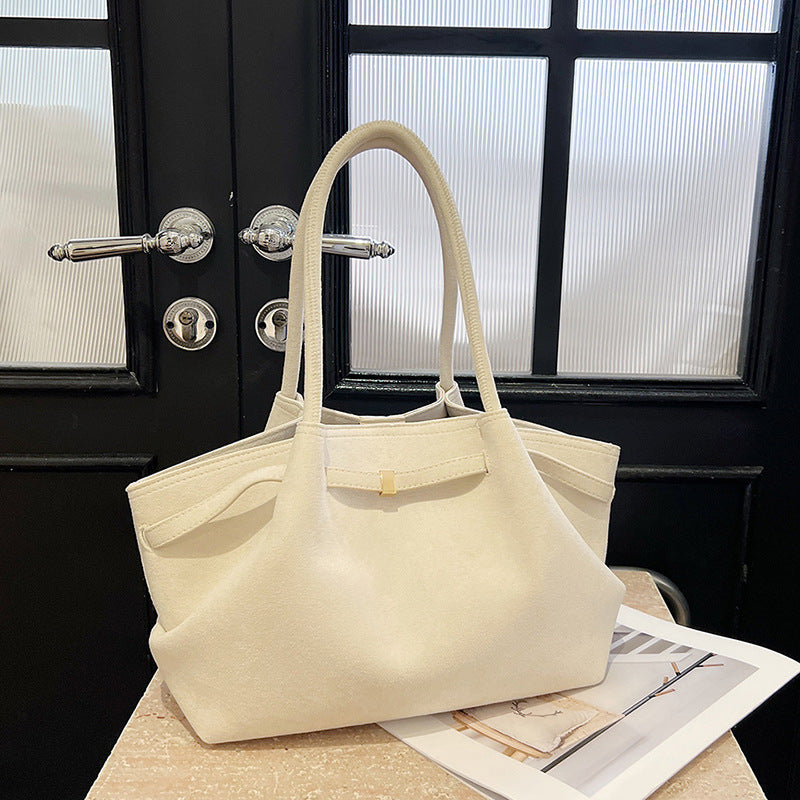 Women’s Suede Retro Tote Bag Large Capacity Autumn Winter Commuting Handbag