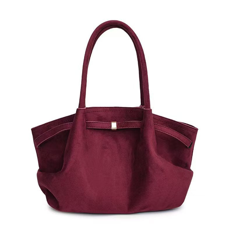 Women’s Suede Retro Tote Bag Large Capacity Autumn Winter Commuting Handbag