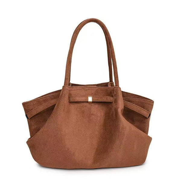 Women’s Suede Retro Tote Bag Large Capacity Autumn Winter Commuting Handbag