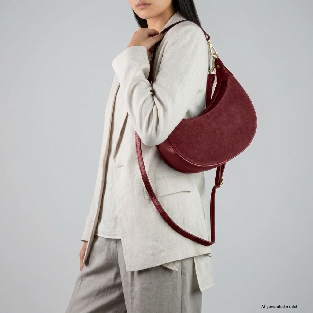 Italian Genuine Suede & Full-Grain Leather Shoulder Bag | Arezzo
