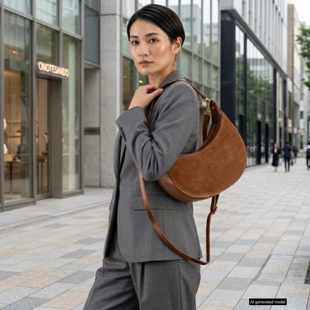 Italian Genuine Suede & Full-Grain Leather Shoulder Bag | Arezzo