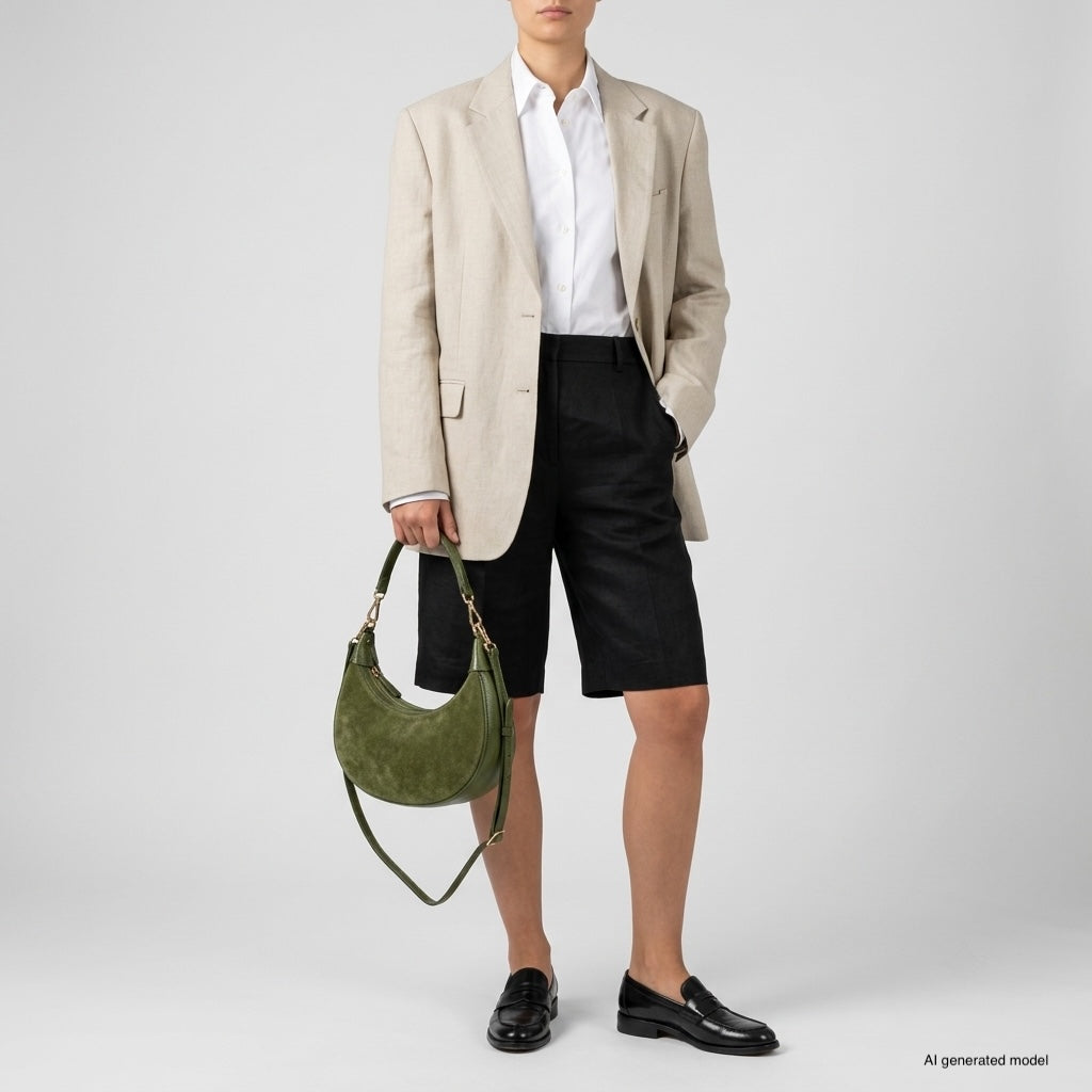 Italian Genuine Suede & Full-Grain Leather Shoulder Bag | Arezzo