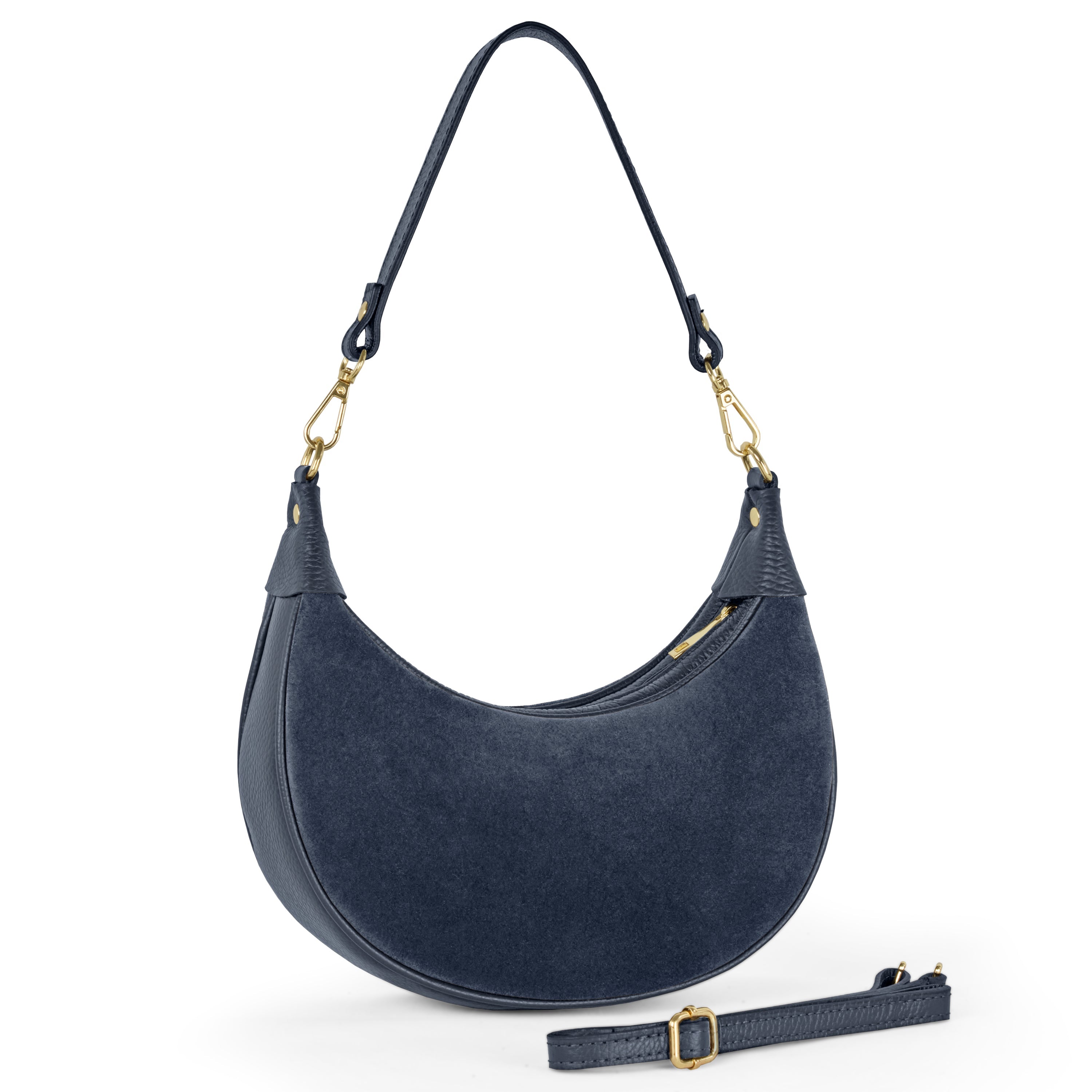 Italian Genuine Suede & Full-Grain Leather Shoulder Bag | Arezzo
