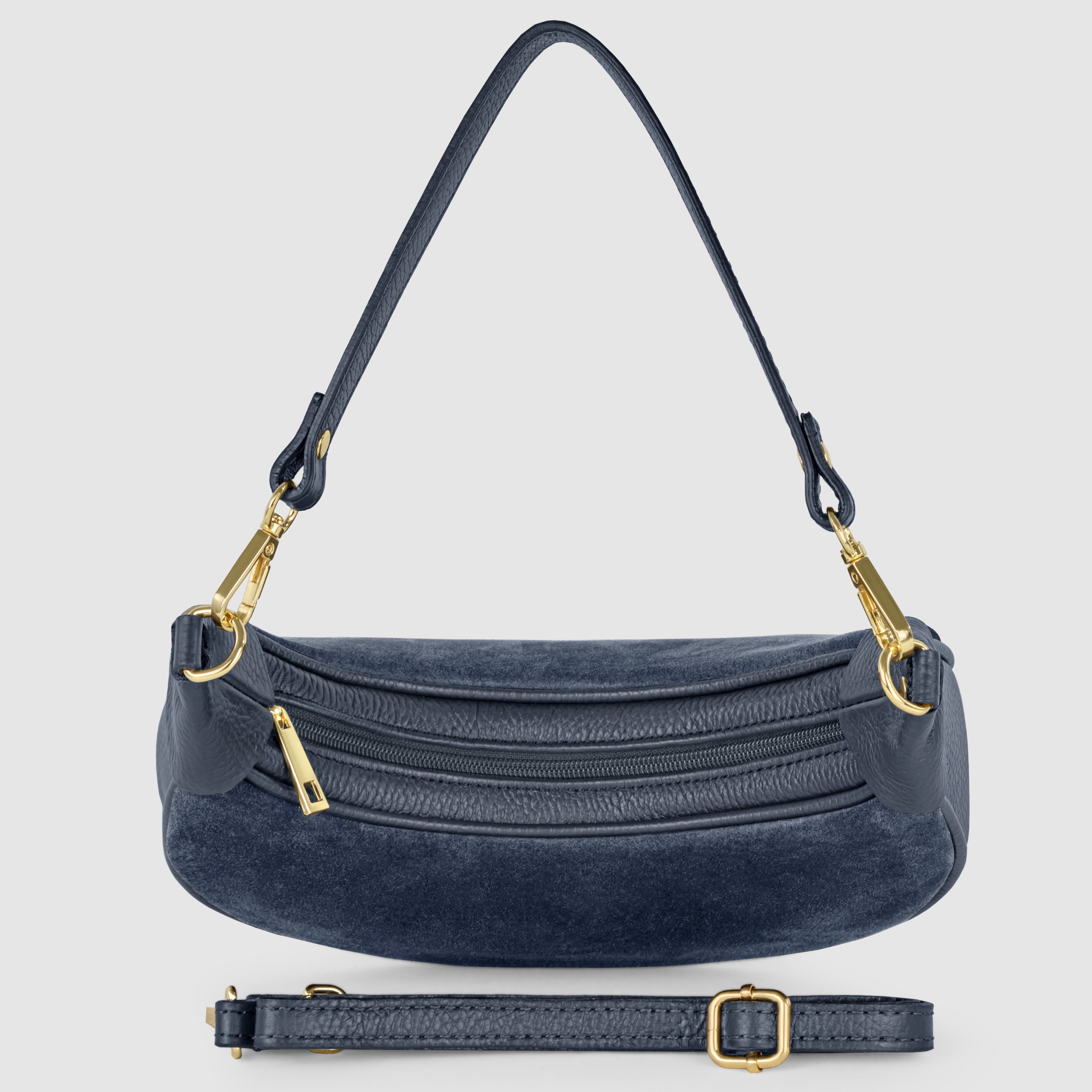 Italian Genuine Suede & Full-Grain Leather Shoulder Bag | Arezzo
