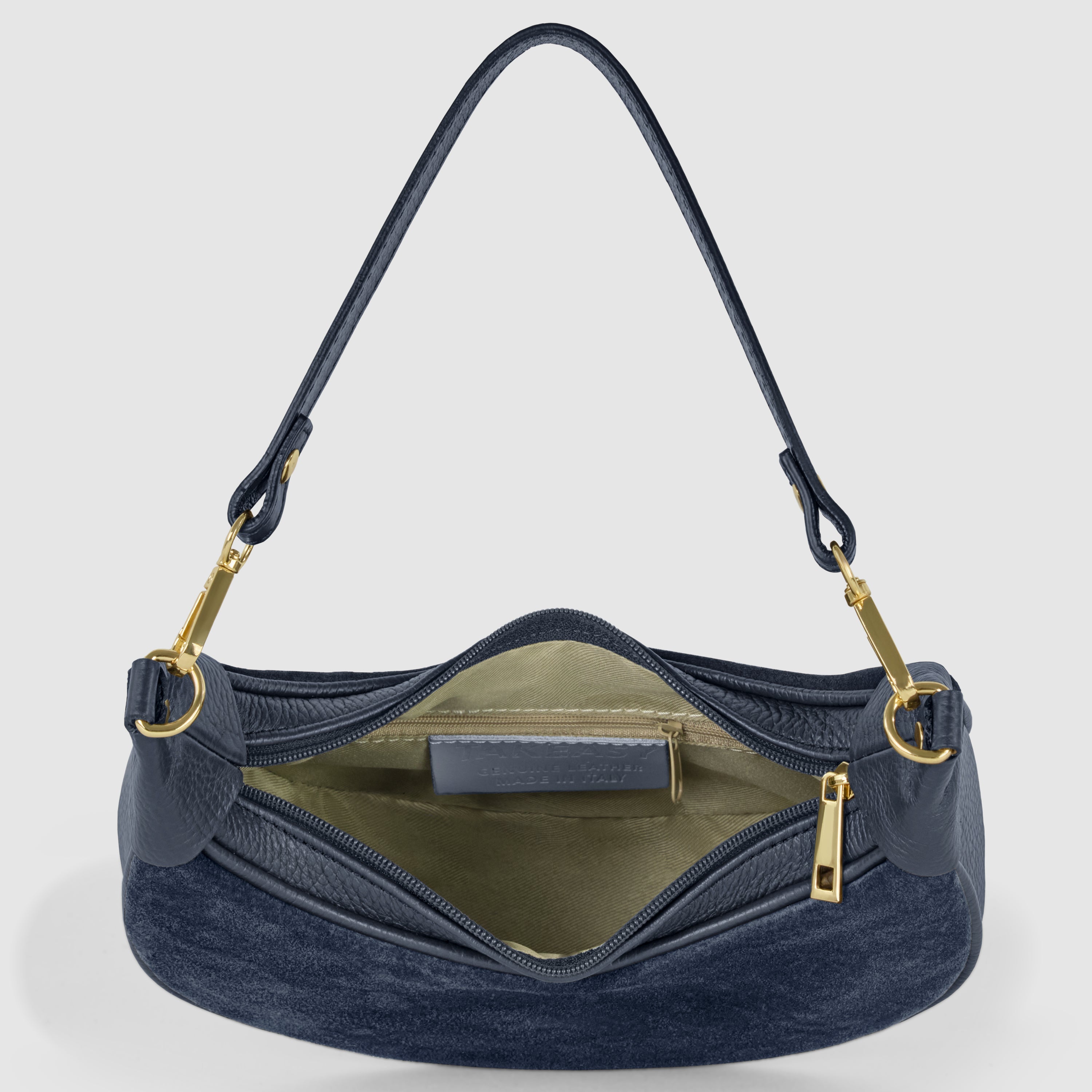 Italian Genuine Suede & Full-Grain Leather Shoulder Bag | Arezzo