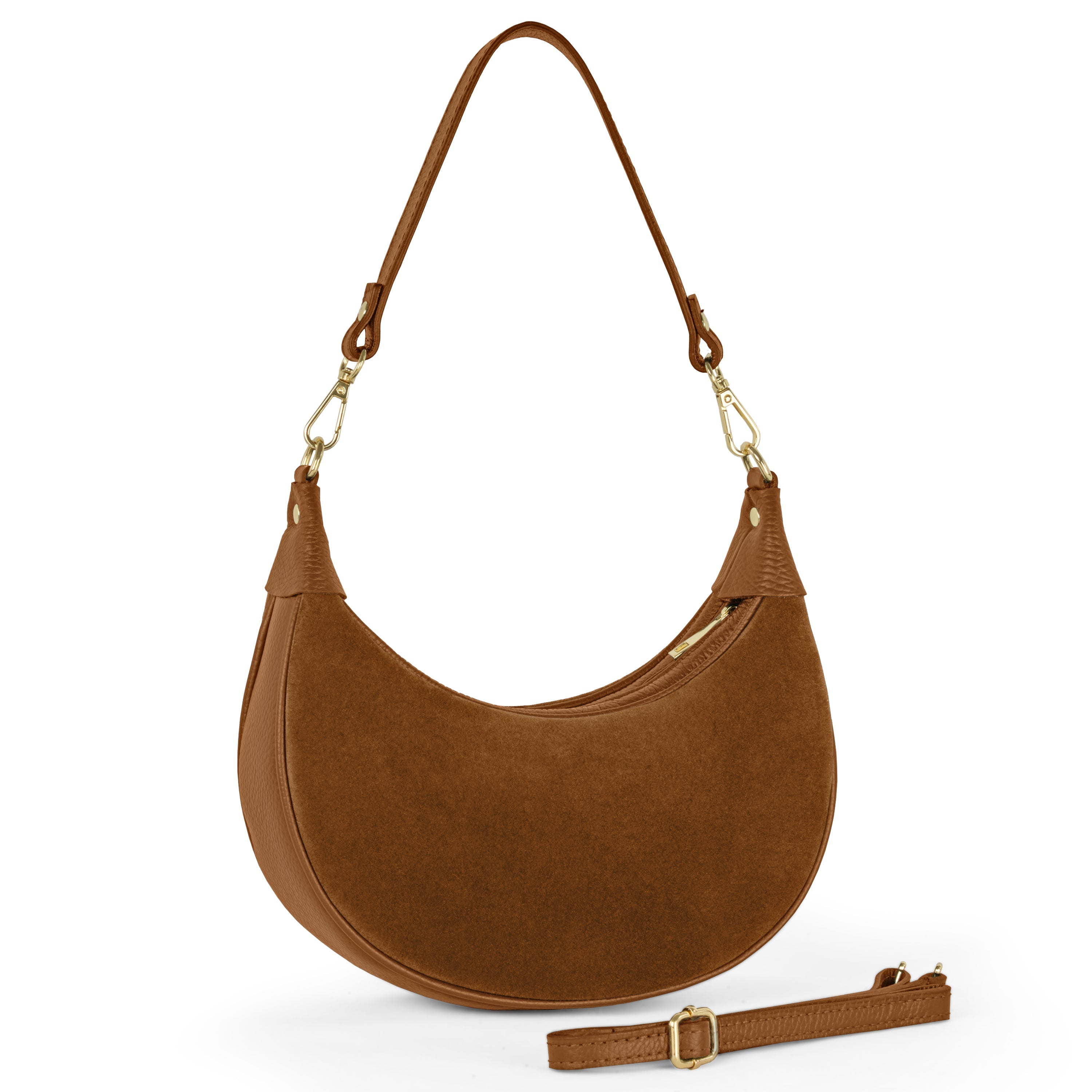 Italian Genuine Suede & Full-Grain Leather Shoulder Bag | Arezzo