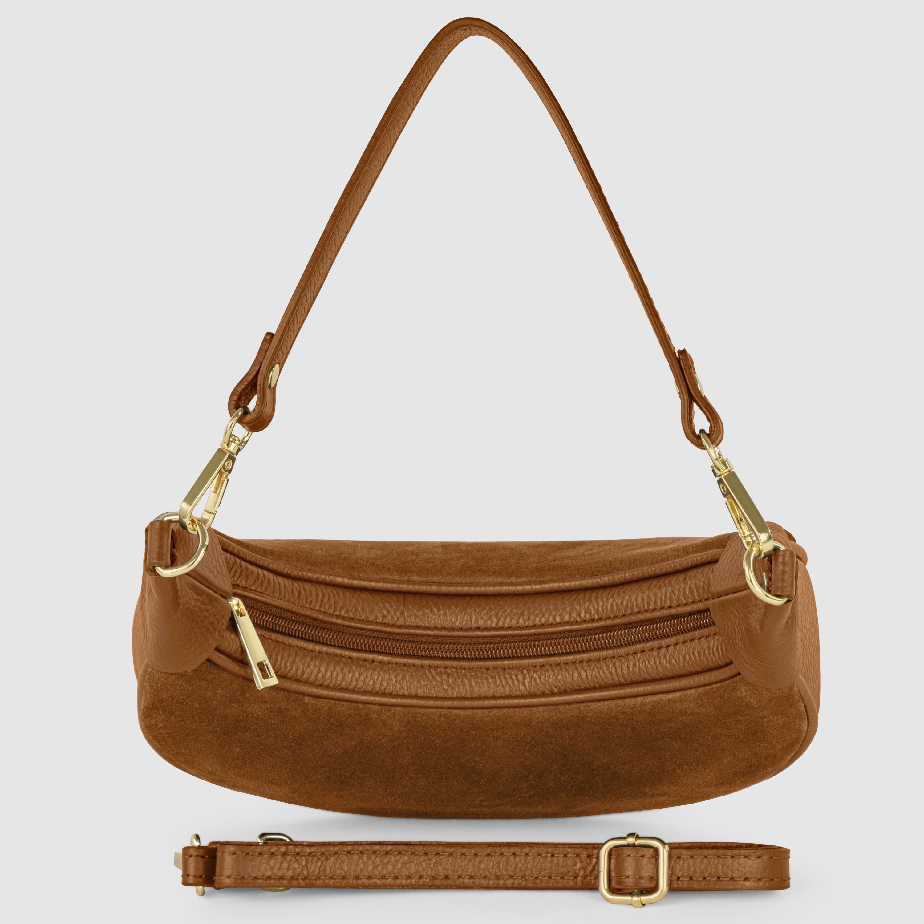 Italian Genuine Suede & Full-Grain Leather Shoulder Bag | Arezzo