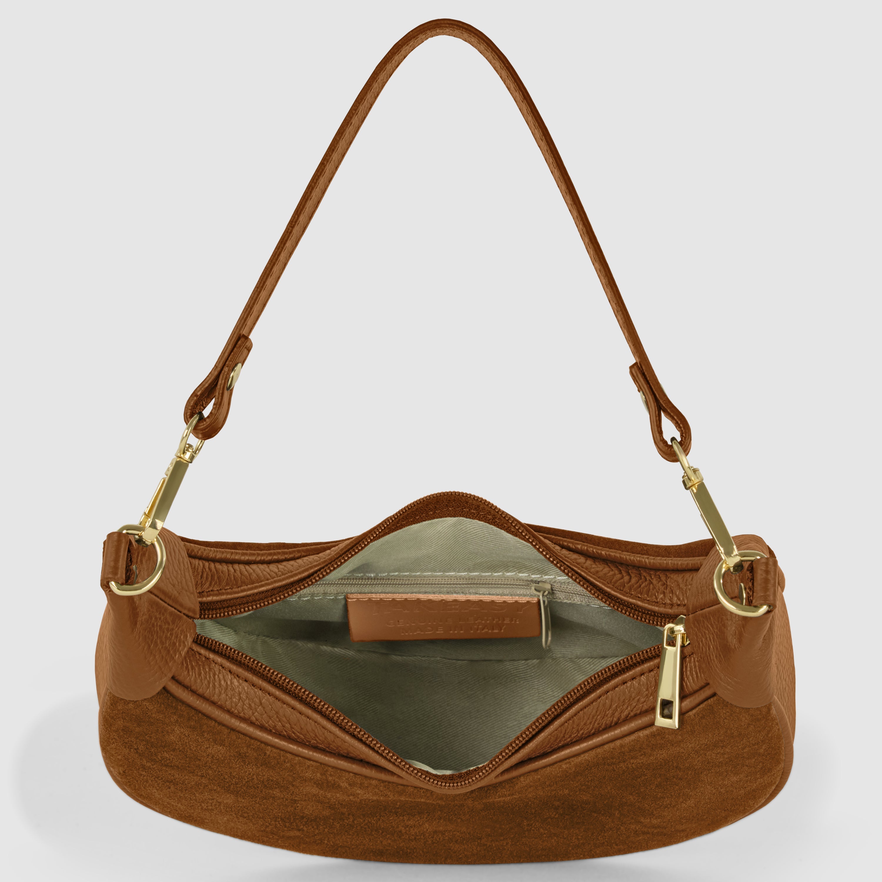 Italian Genuine Suede & Full-Grain Leather Shoulder Bag | Arezzo