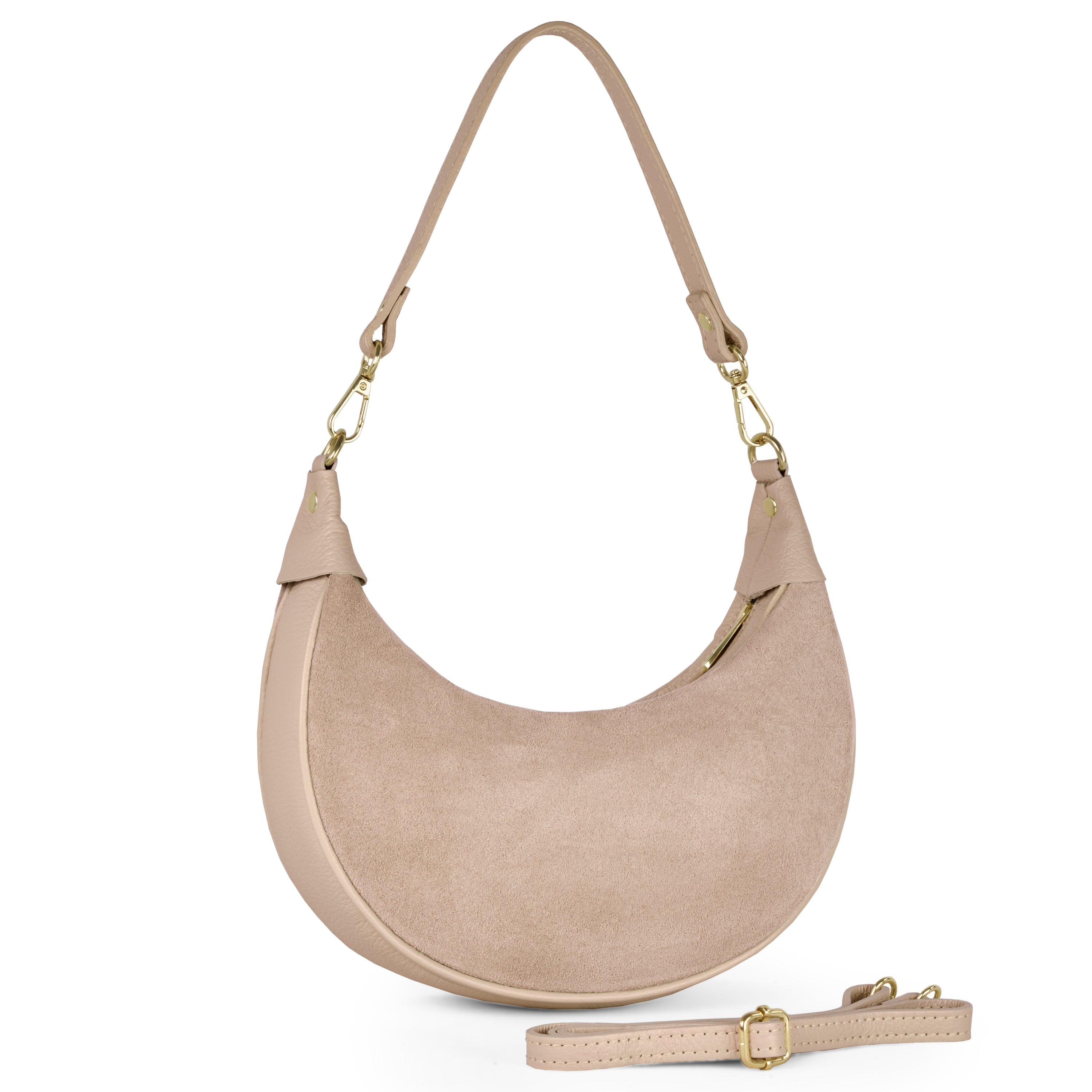 Italian Genuine Suede & Full-Grain Leather Shoulder Bag | Arezzo