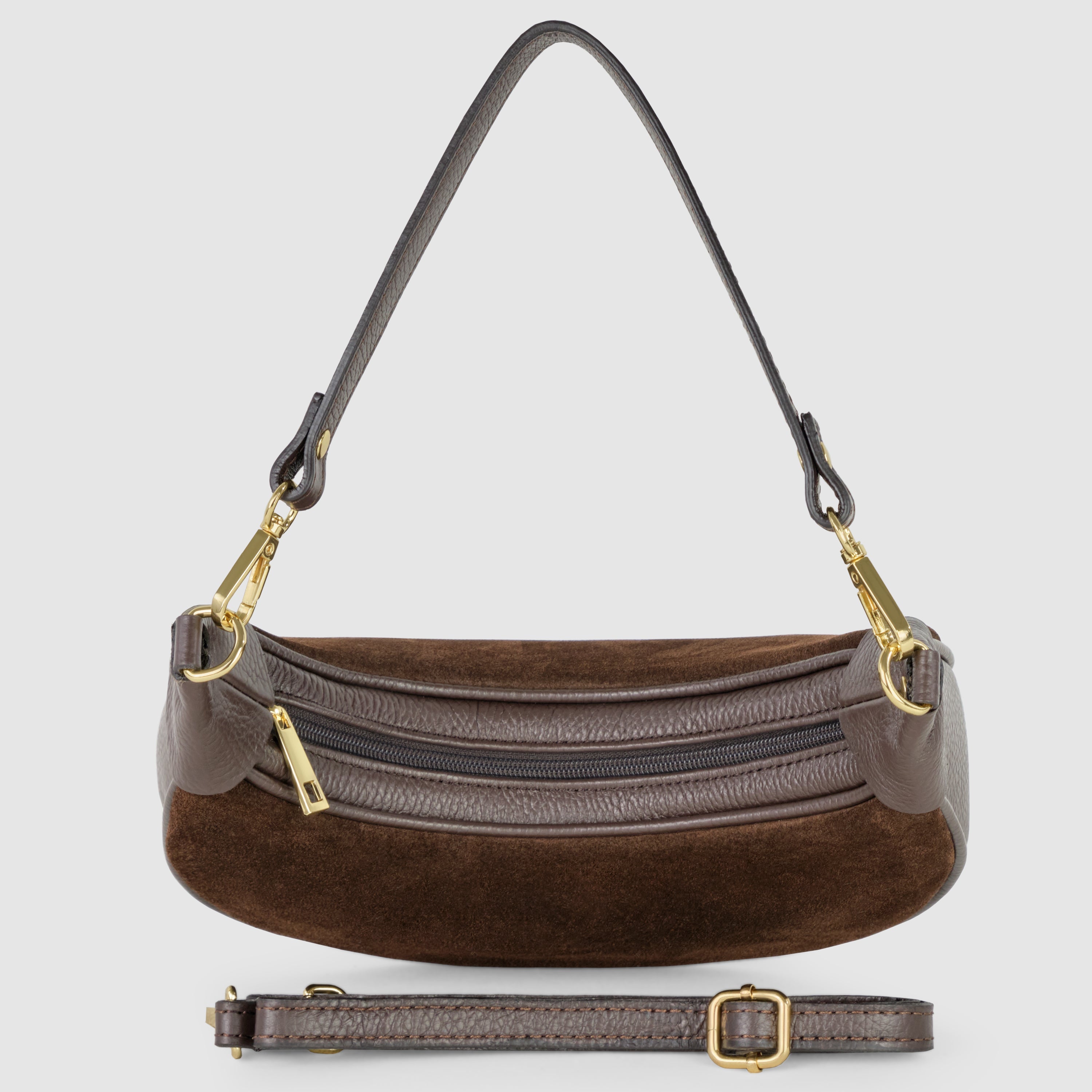 Italian Genuine Suede & Full-Grain Leather Shoulder Bag | Arezzo