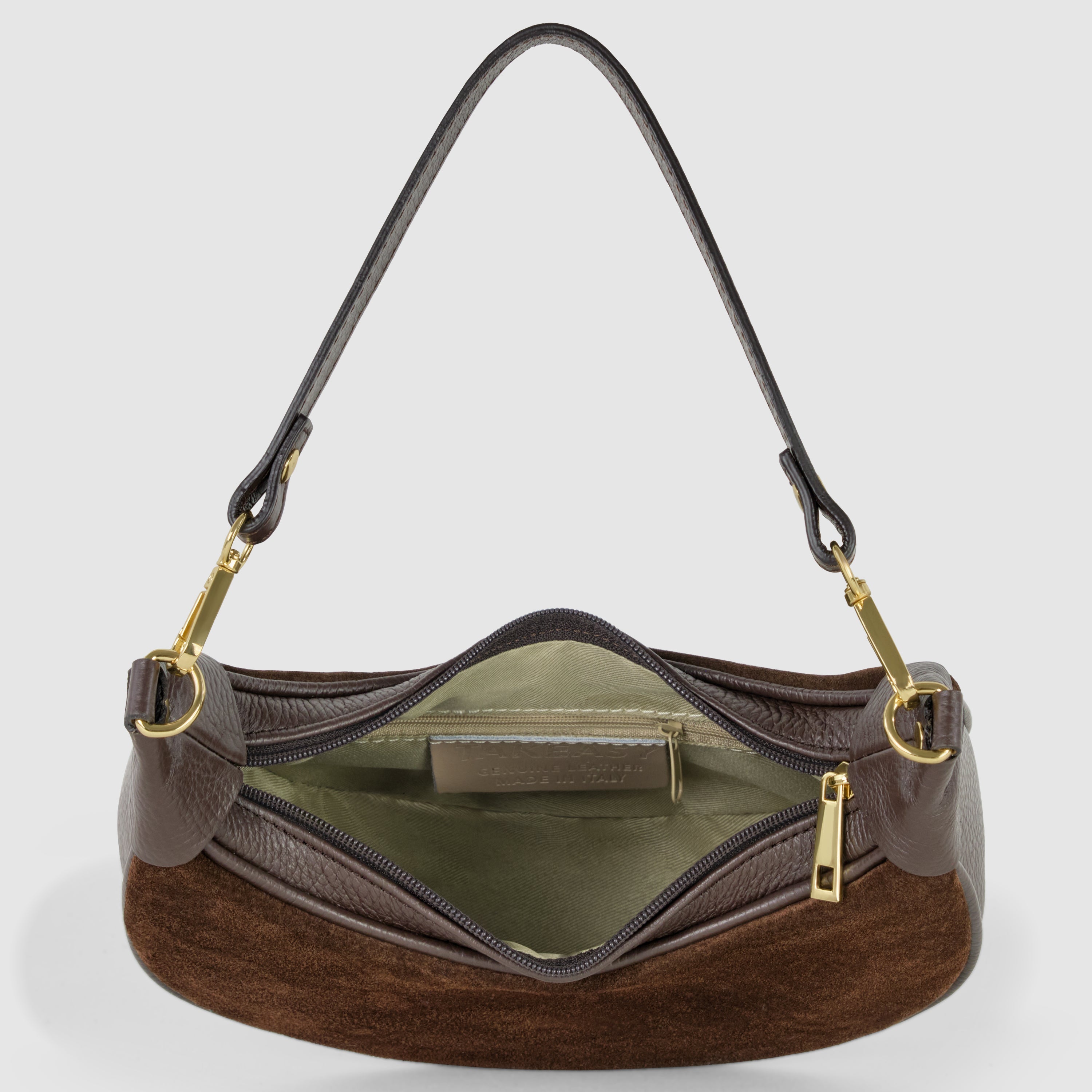 Italian Genuine Suede & Full-Grain Leather Shoulder Bag | Arezzo