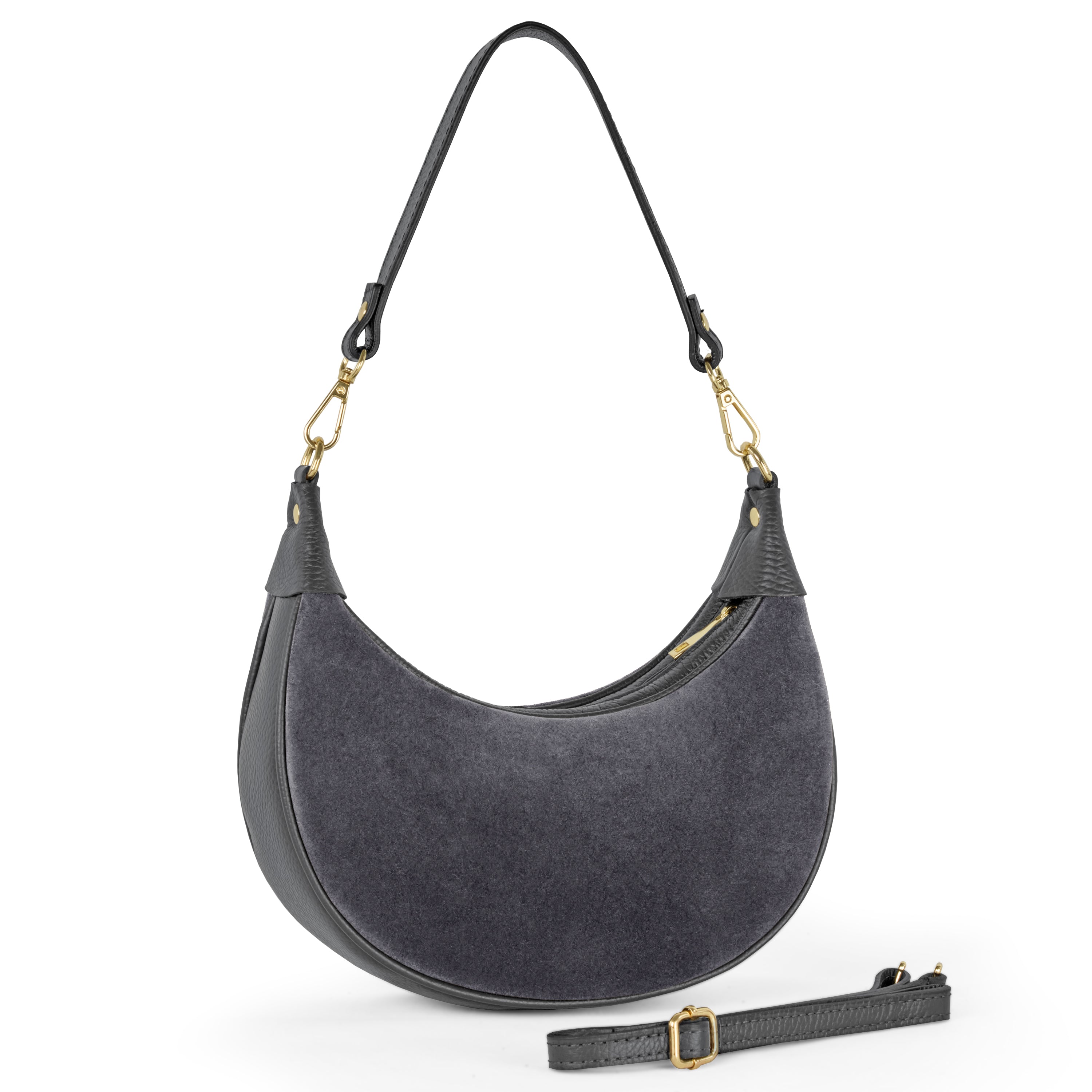 Italian Genuine Suede & Full-Grain Leather Shoulder Bag | Arezzo