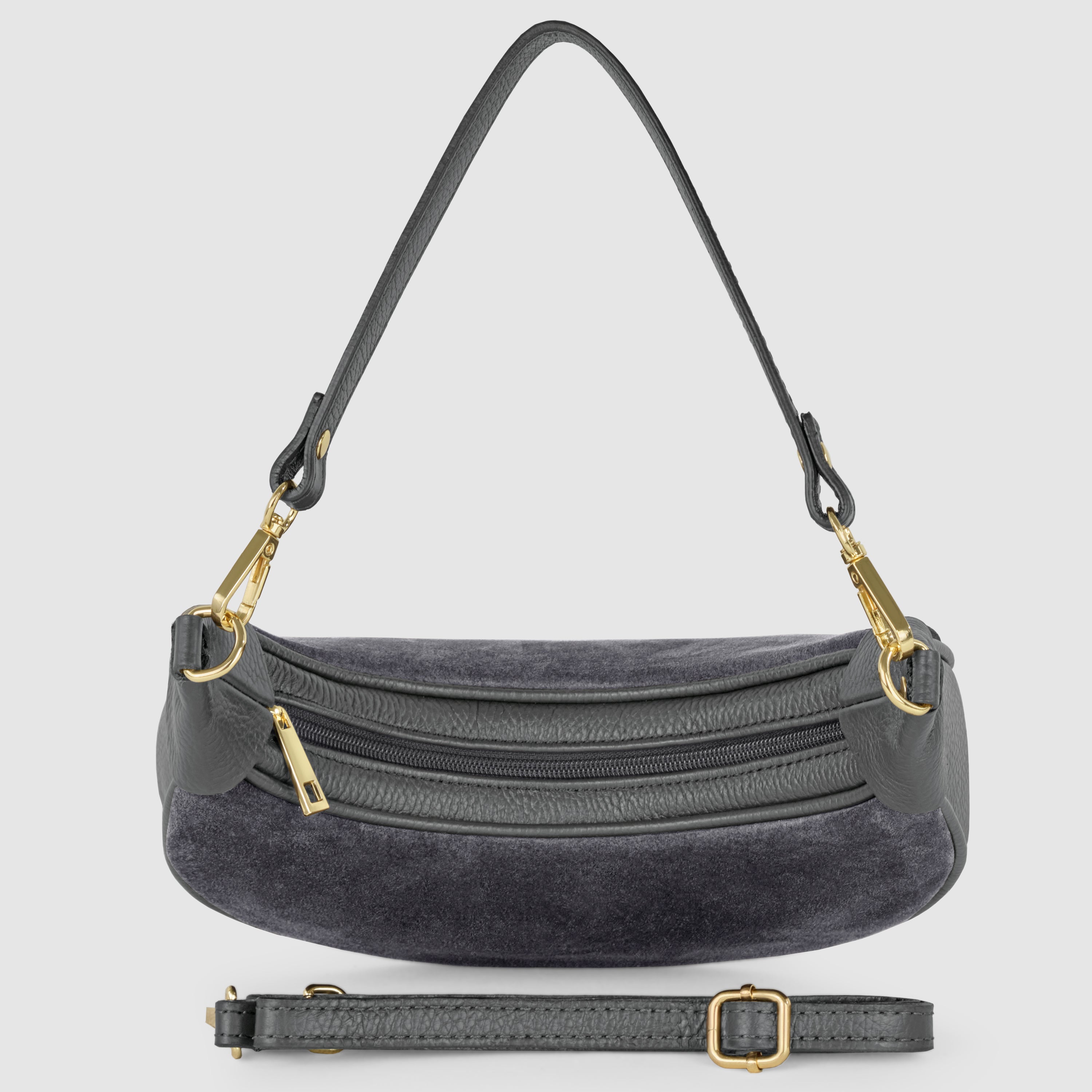 Italian Genuine Suede & Full-Grain Leather Shoulder Bag | Arezzo