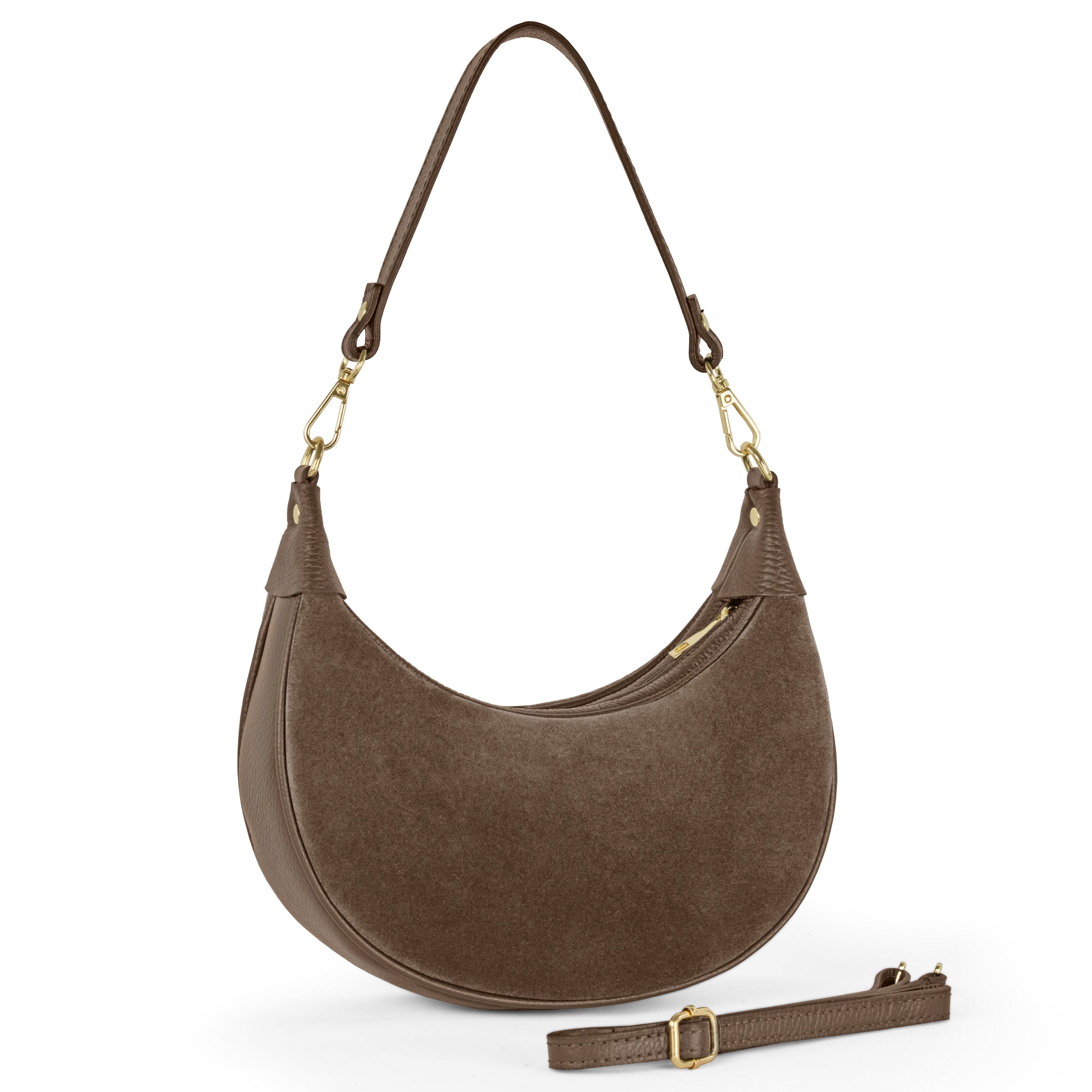 Italian Genuine Suede & Full-Grain Leather Shoulder Bag | Arezzo