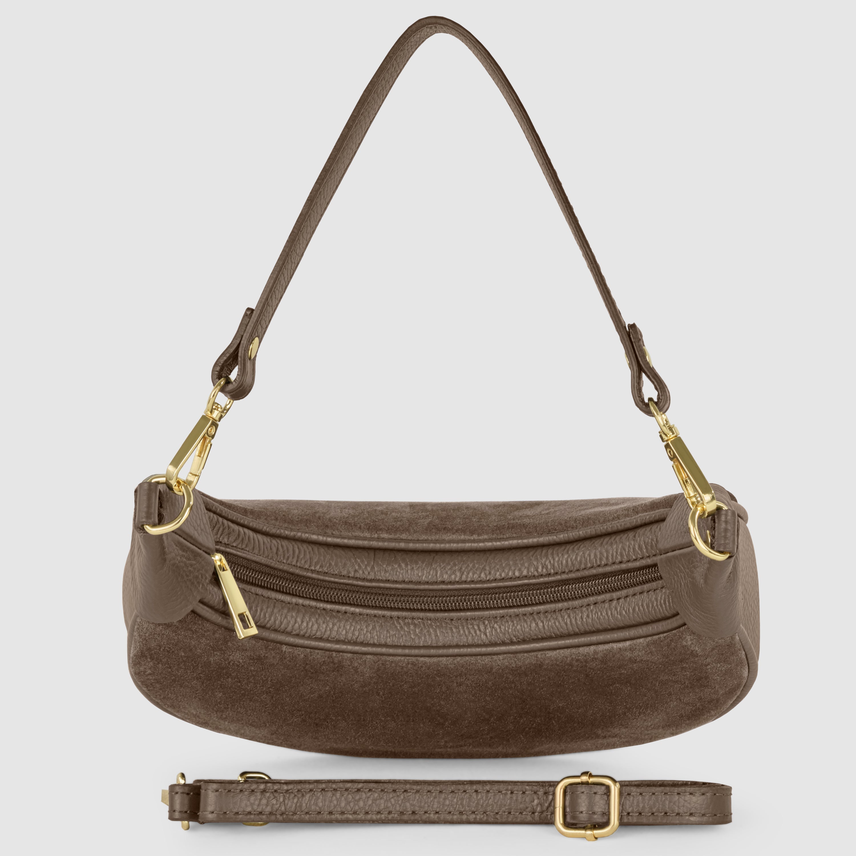 Italian Genuine Suede & Full-Grain Leather Shoulder Bag | Arezzo