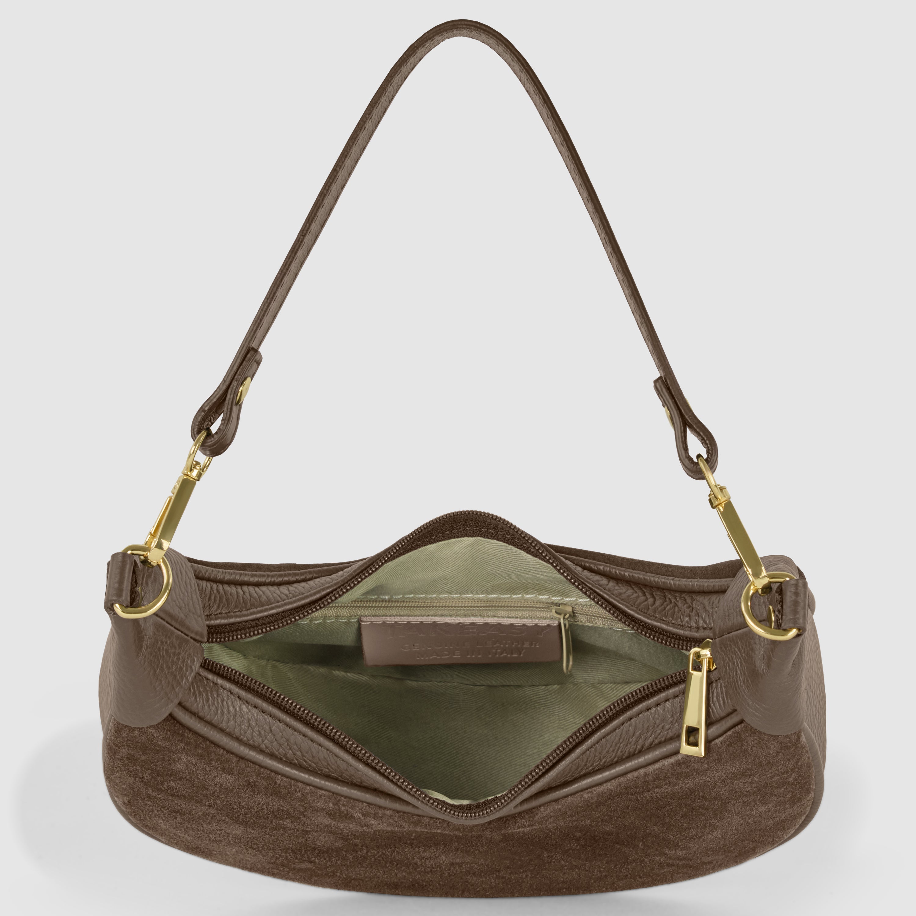Italian Genuine Suede & Full-Grain Leather Shoulder Bag | Arezzo