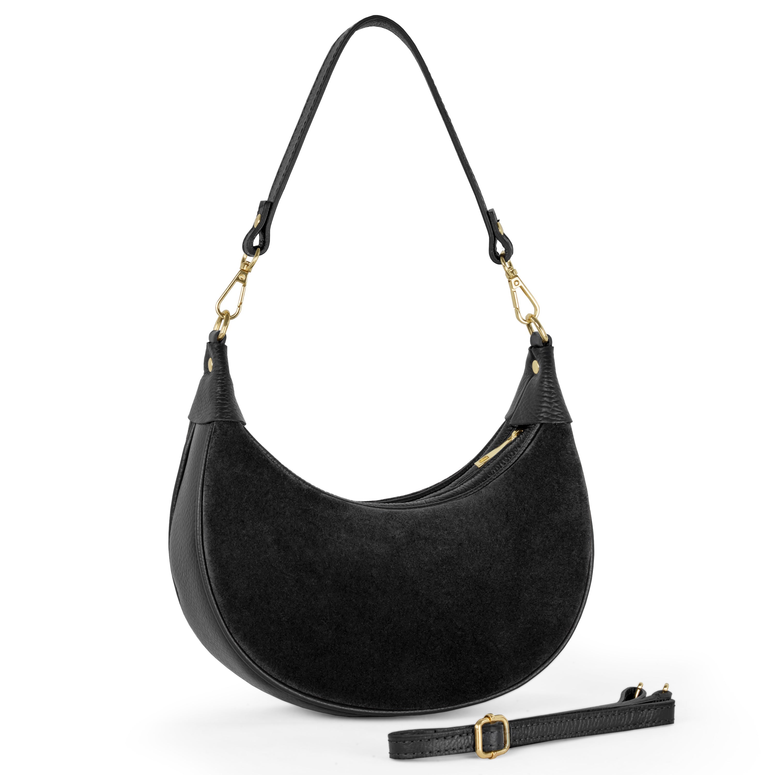 Italian Genuine Suede & Full-Grain Leather Shoulder Bag | Arezzo
