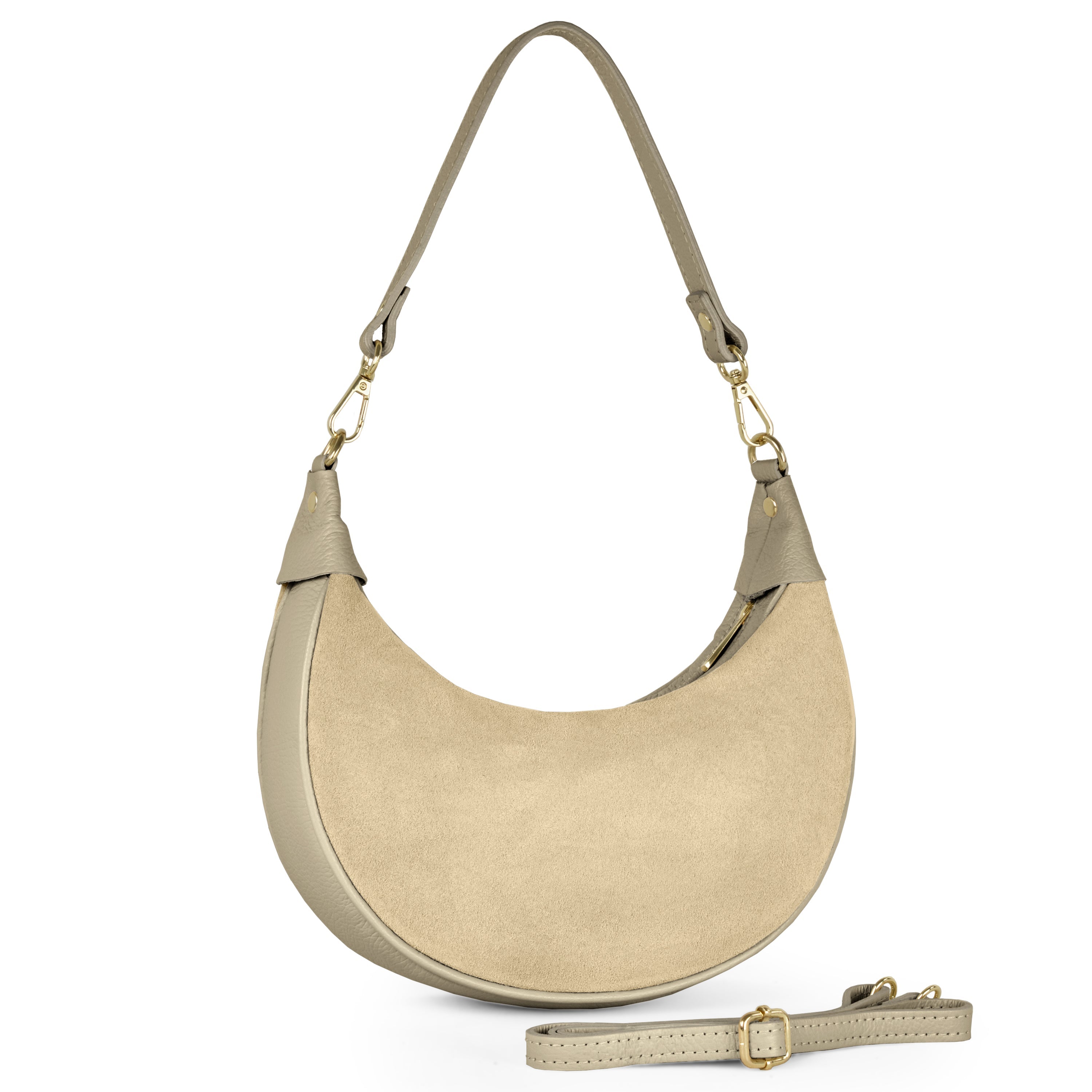 Italian Genuine Suede & Full-Grain Leather Shoulder Bag | Arezzo